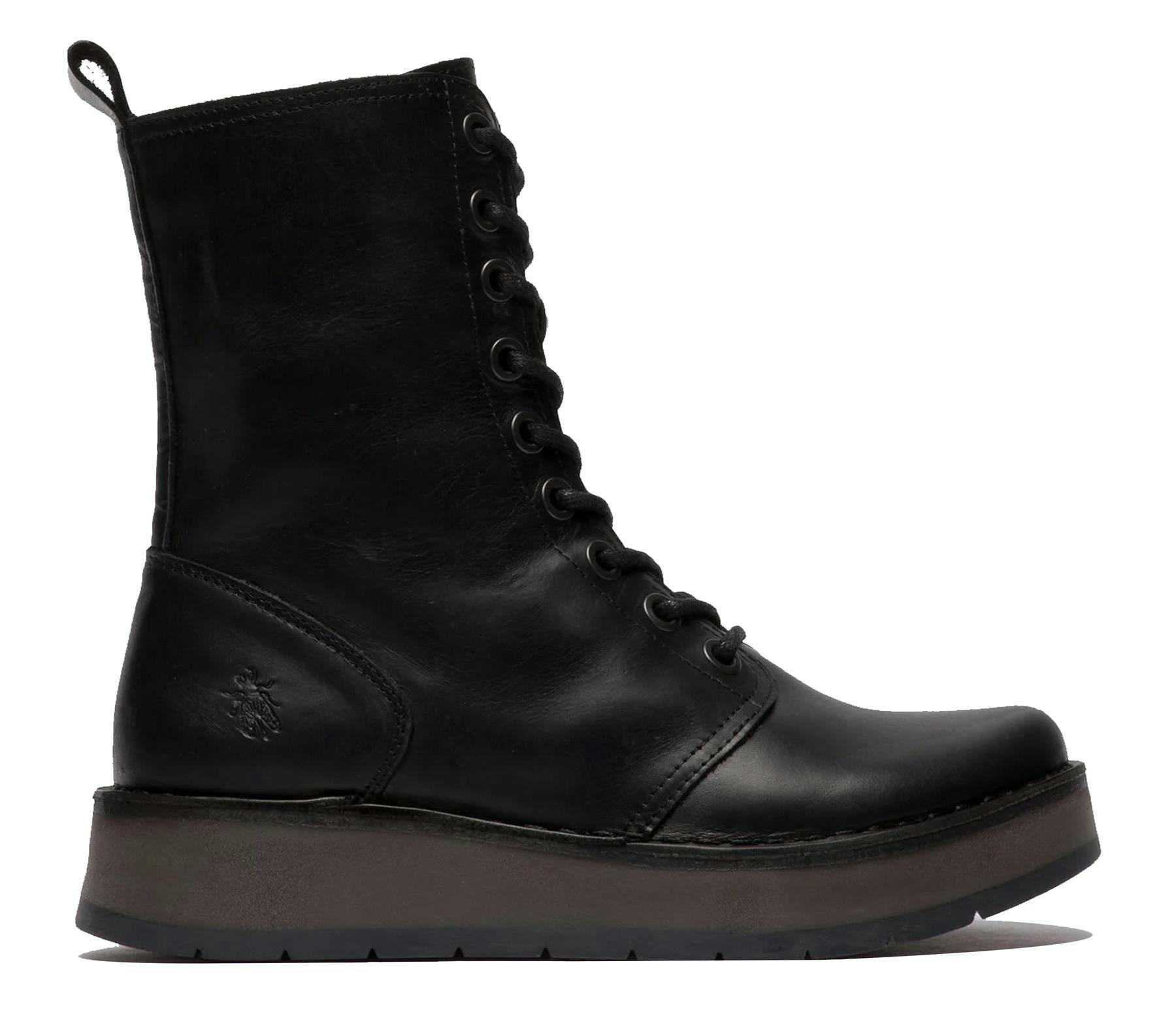 Fly London Women's Black Rami043 Casual Leather Lace-Up Ankle Dress Boots - Uk 3 | Eu 36 | Us 5.5