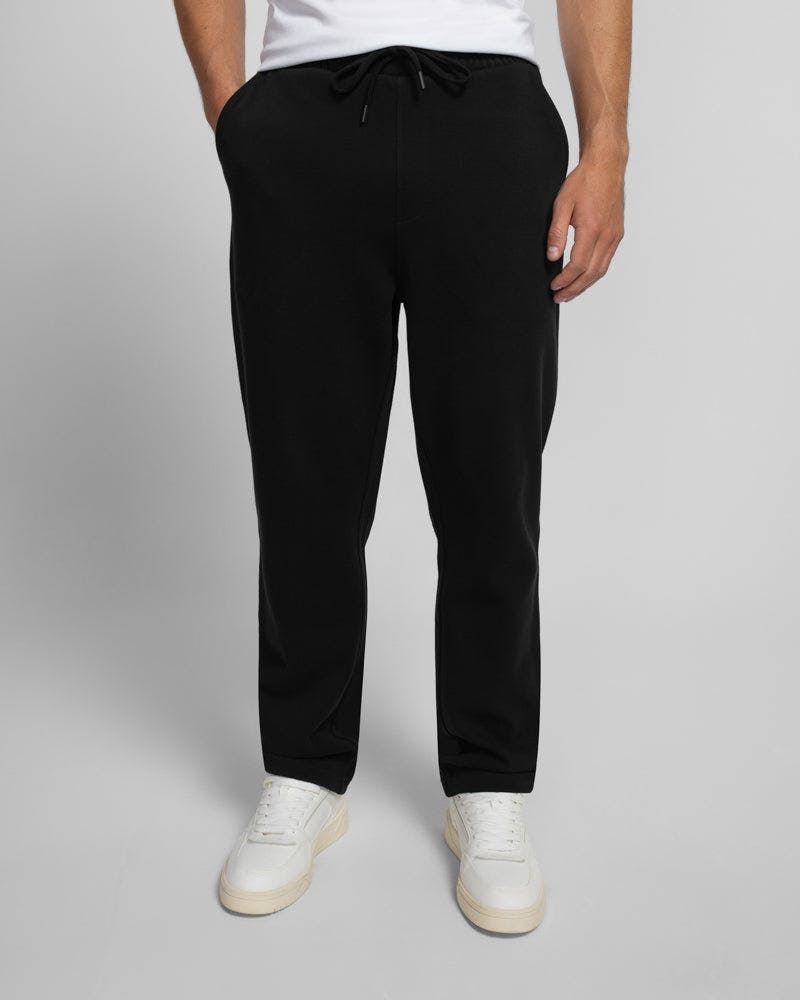 Steel & Jelly Black Tarporley - Pique Straight Leg Jersey Jogger - L