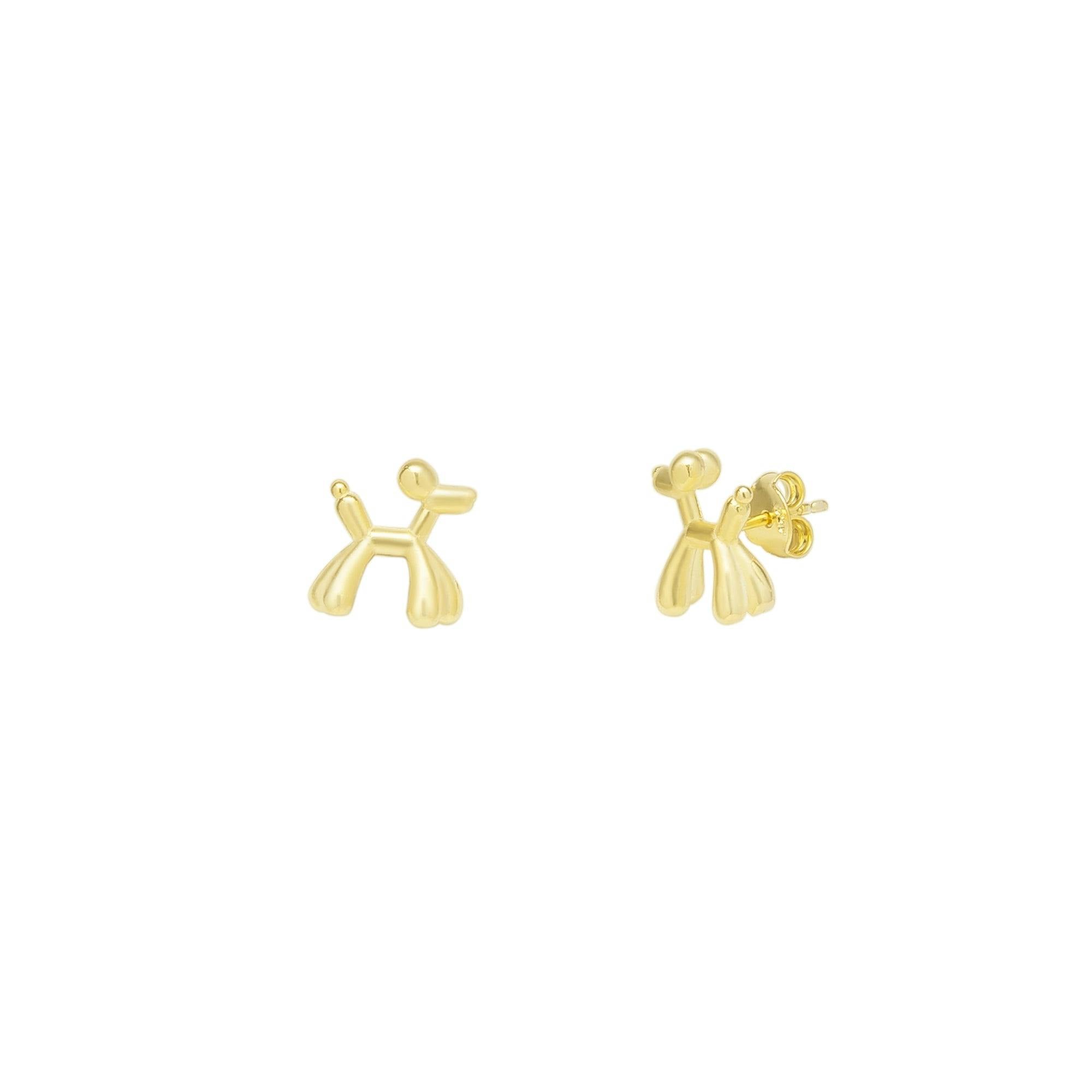 Spero London Silver/Gold Balloon Dog Poodle Stud Earring Sterling