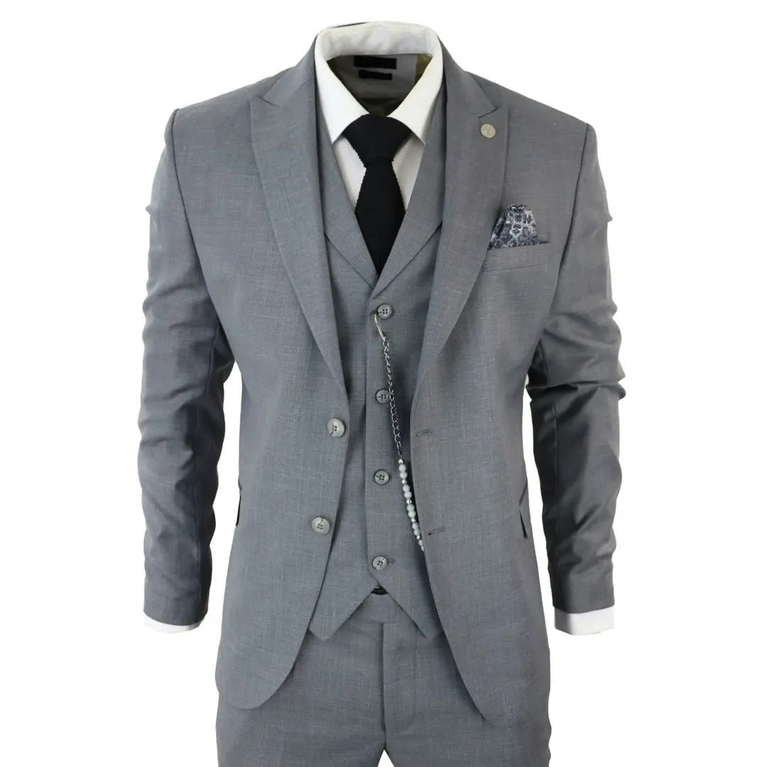Truclothing Men's Grey James - 3 Piece Classic Suit - 48" Jacket 42" Trousers