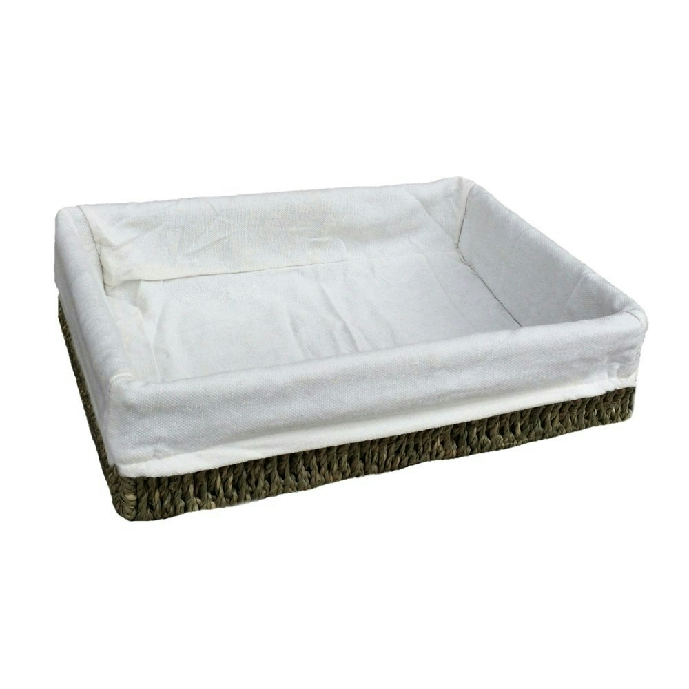 Red Hamper Lined Rectangular Seagrass Serving Tray - Small