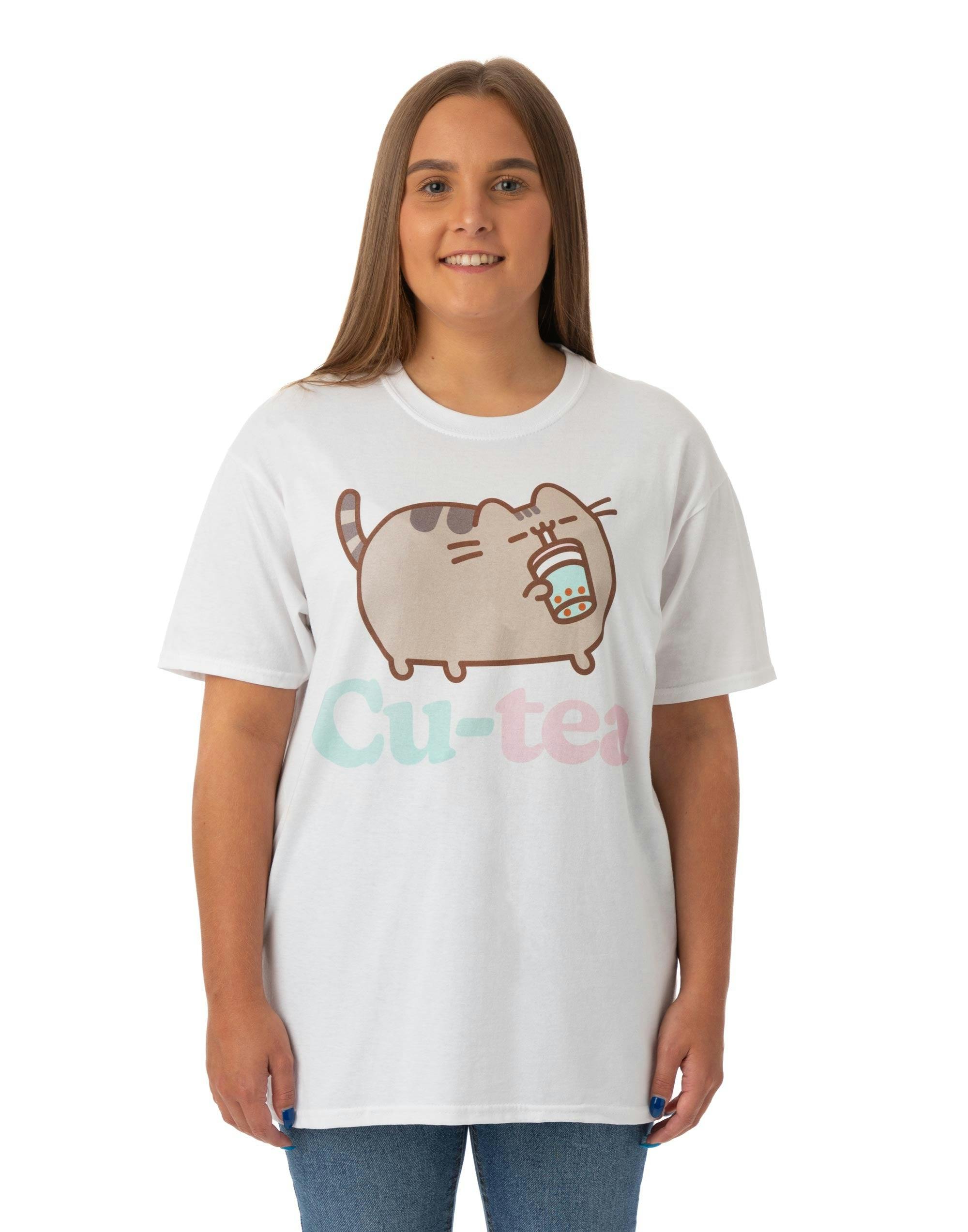 Vanilla Underground Women's White Pusheen Cutea Short Sleeved T-Shirt - Small