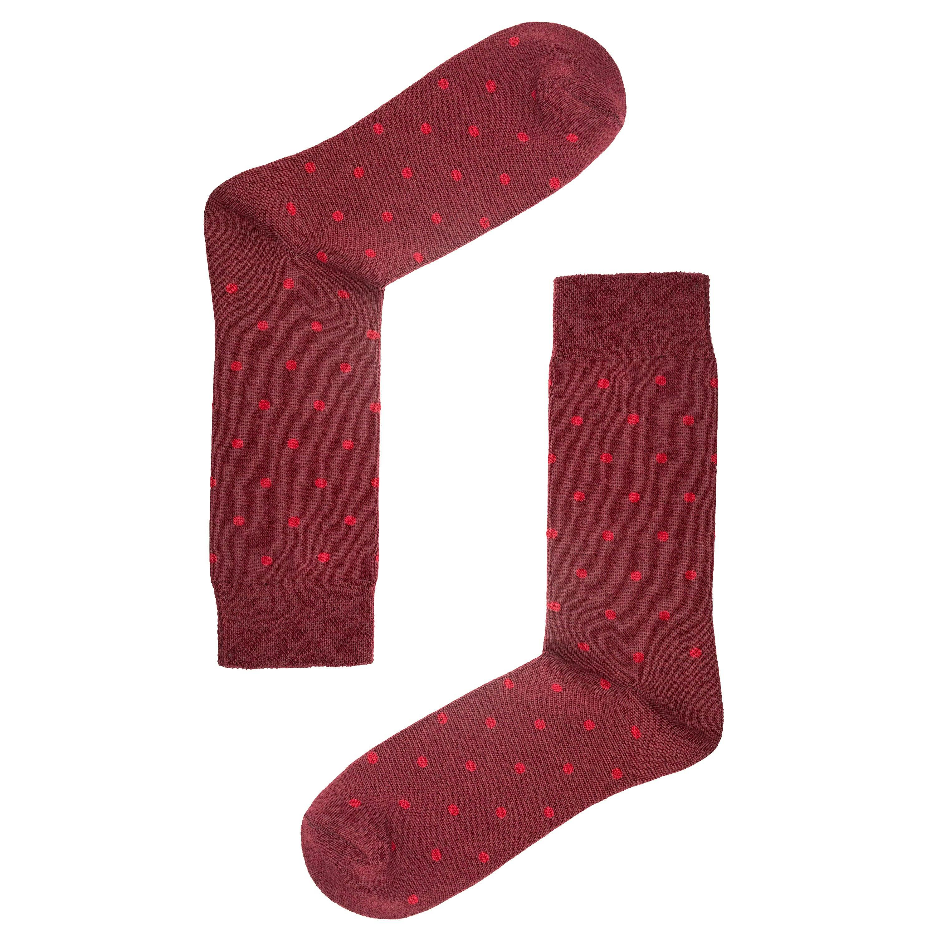 Jemsox Men's Dark/Red Small Spot Organic Cotton Socks | Gentle Hold Comfort Top - Large / Eur 43-46 / Uk 9-12