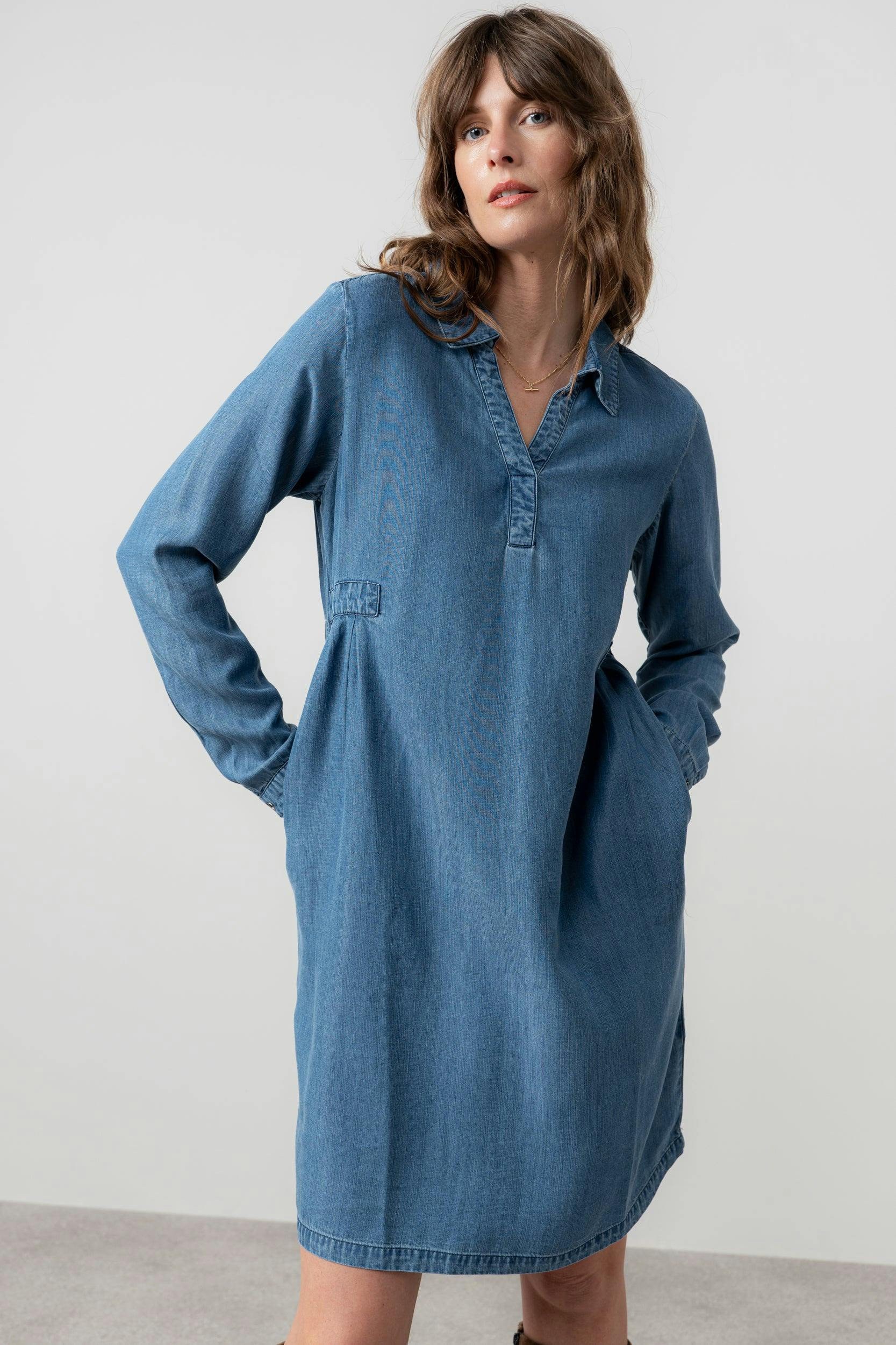 Lily & Me Blue Emma Tencel™ Denim Shirt Dress - 08