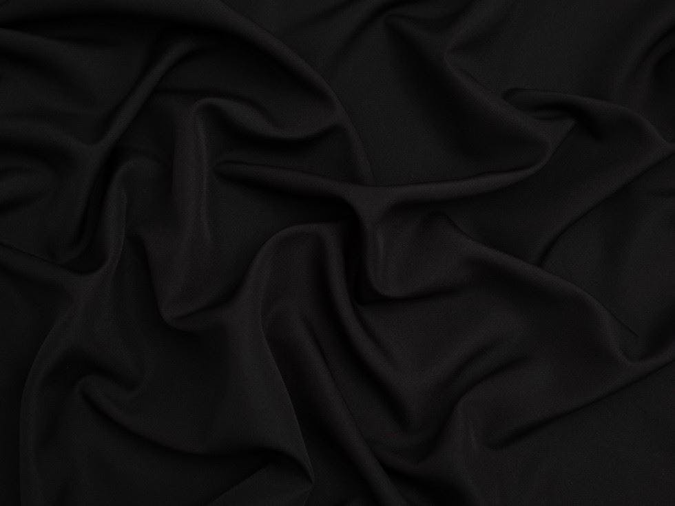 Minerva Black Core Range Soft Touch Crepe Fabric - Plain Design Dressmaking Fabric, 110 Cm / 44" Wide - Per Metre