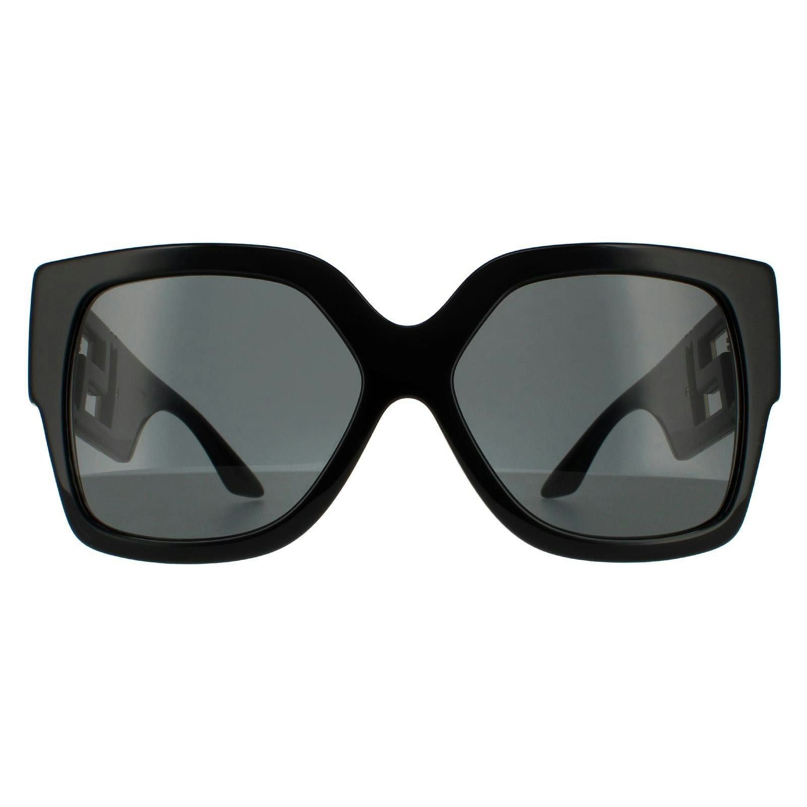Versace Women's Black Square Dark Grey Sunglasses - Image 11