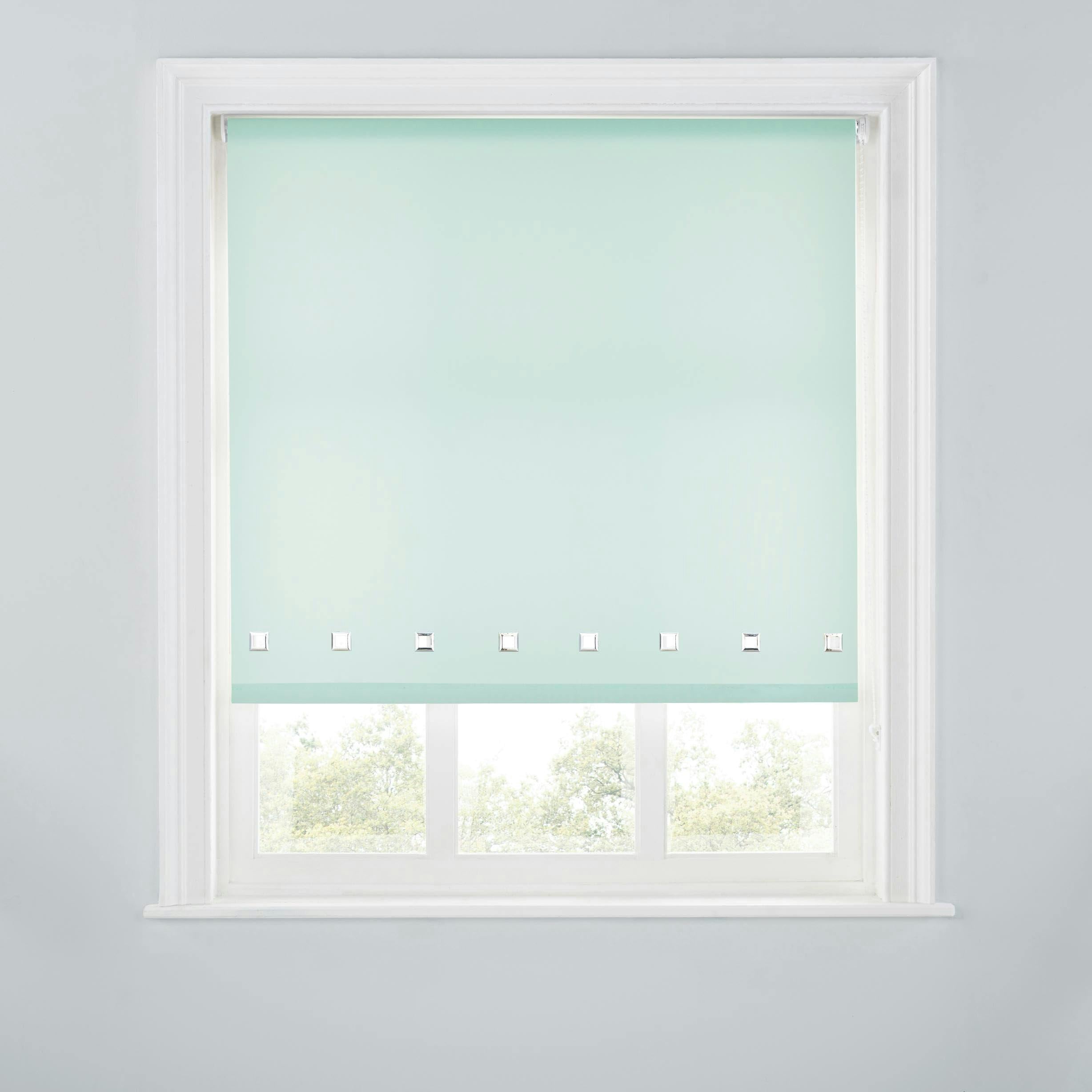 A.unique Home Light Trimmable Square Eyelet Roller Blind - 3Ft - Duck Egg - 90Cm(W)X170cm(L)