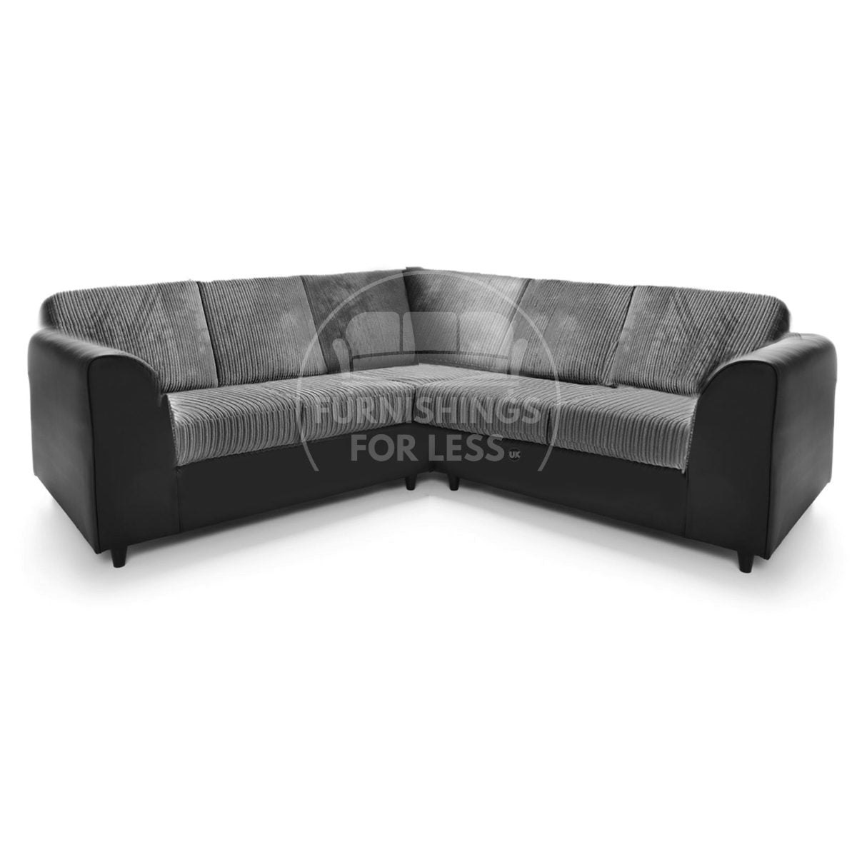 Furnishings For Less Black/Grey Ferguson Full Jumbo Cord 5 Seater 2 Corner 2 Sofa Full Back - And