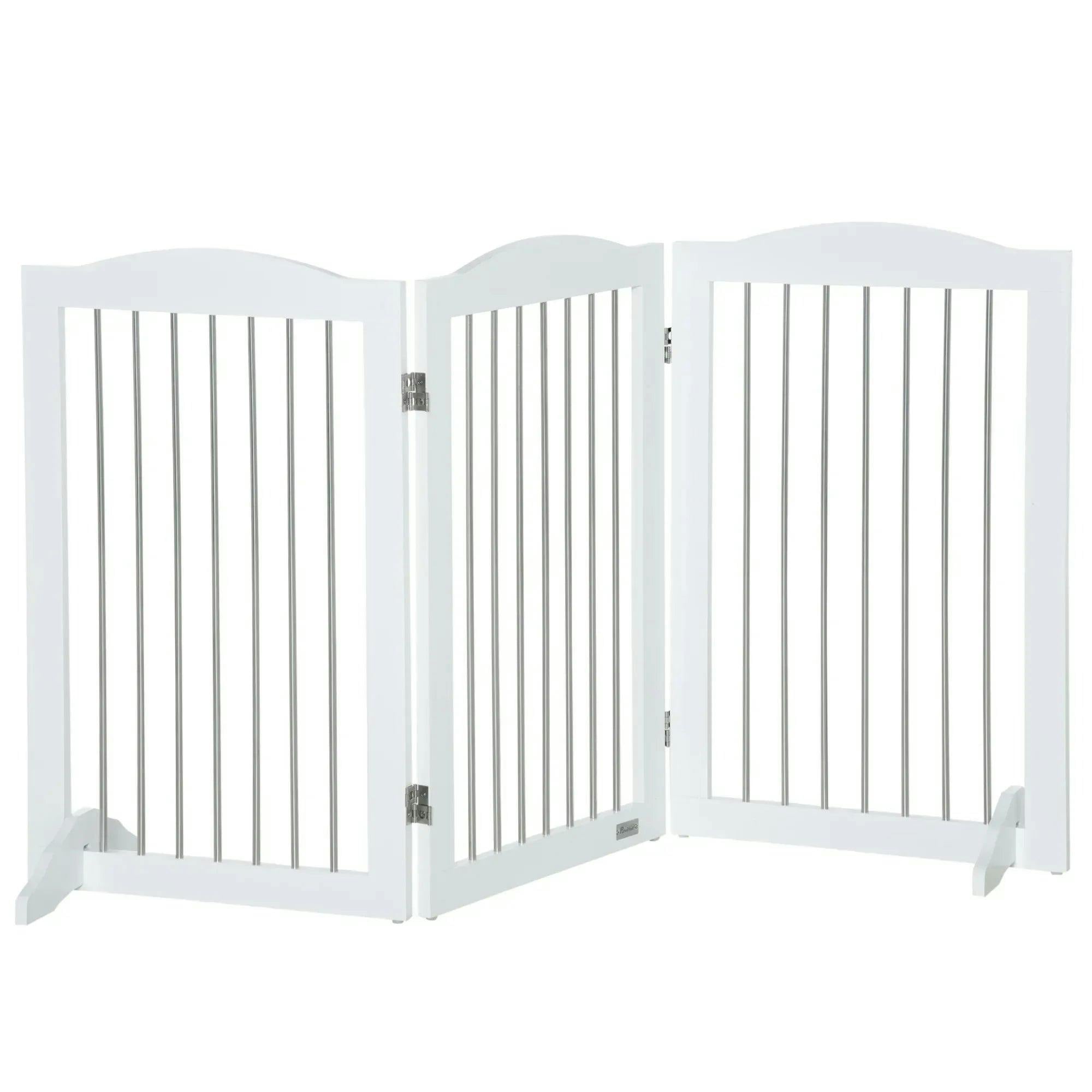 Pawhut Unisex White Foldable Dog Gate, Freestanding Pet Gate With Two Support Feet In - Image 7