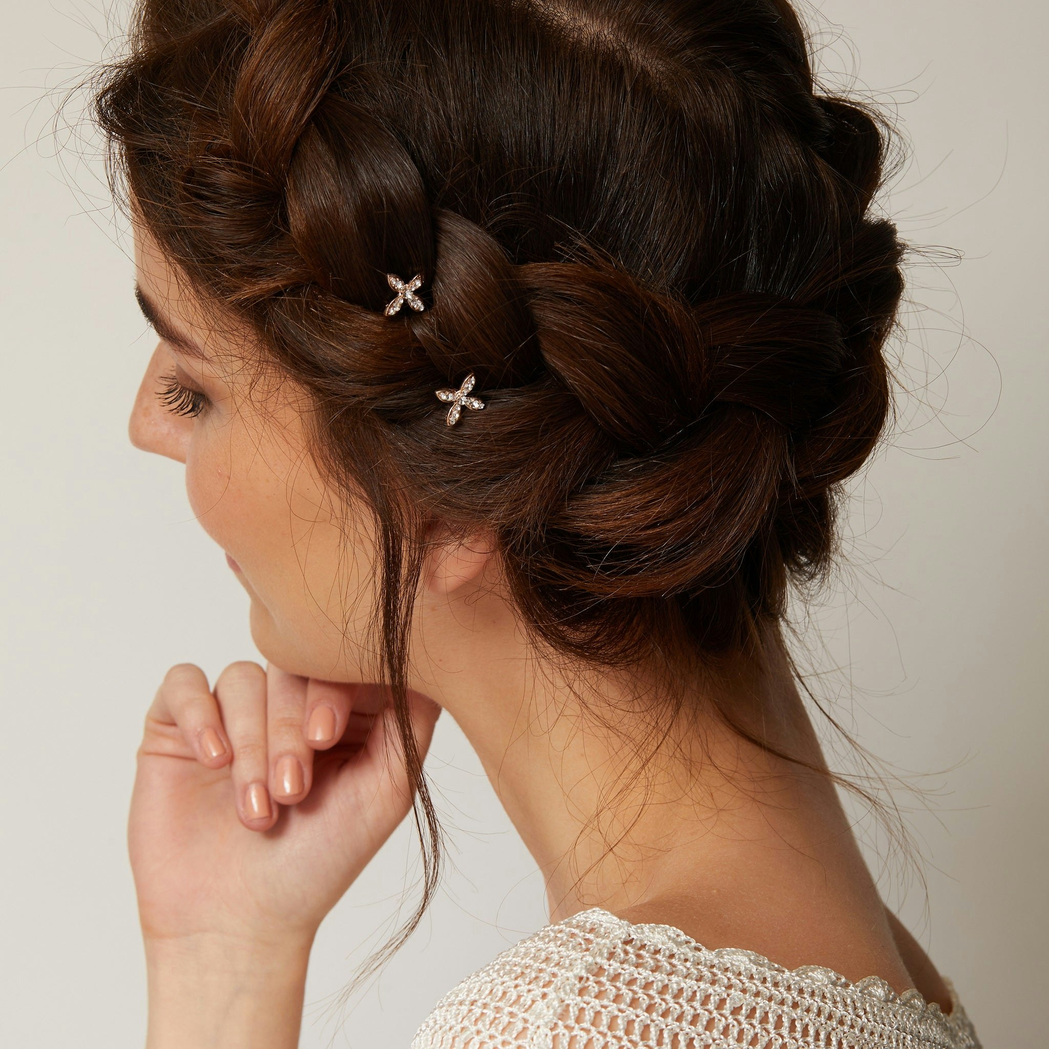 Queenmee Accessories Gold Hair Slides With Diamante Set Of 2
