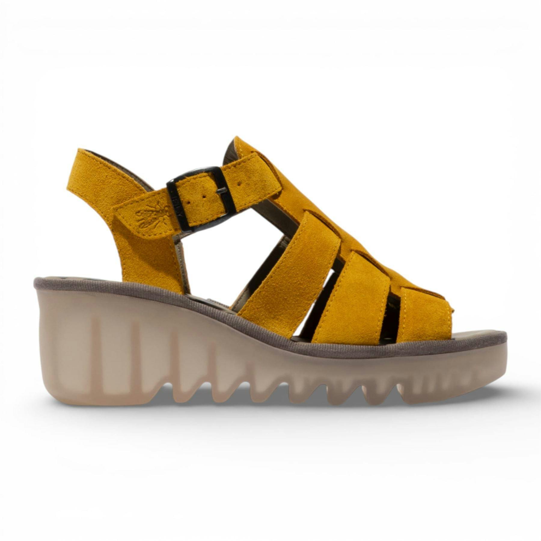 Fly London Women's Yellow Baic621fly Suede Leather Wedge Sandals - Uk 6 | Eu 39 | Us 8