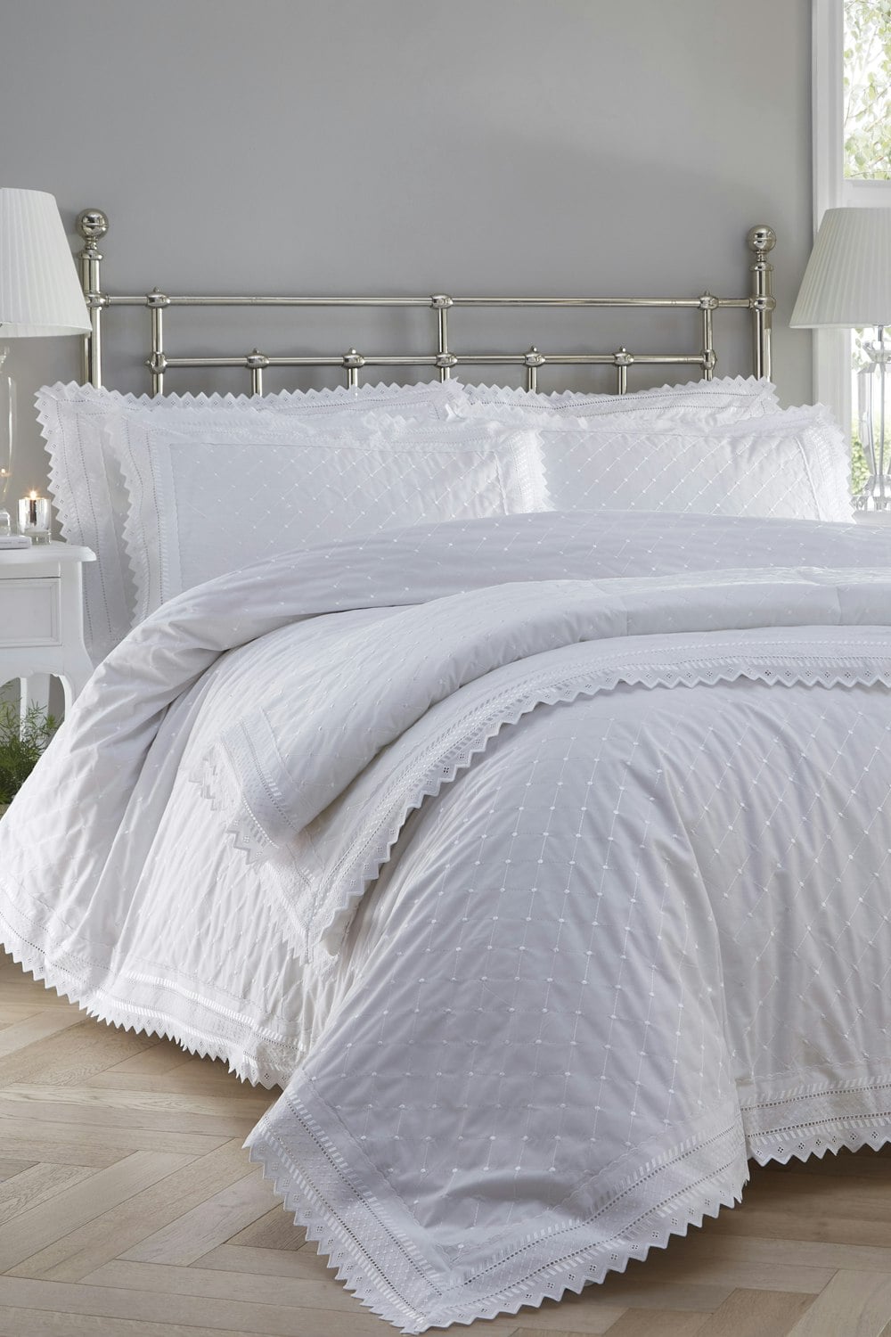 Portfolio Home White Broderie Anglaise Duvet Cover Set - Single