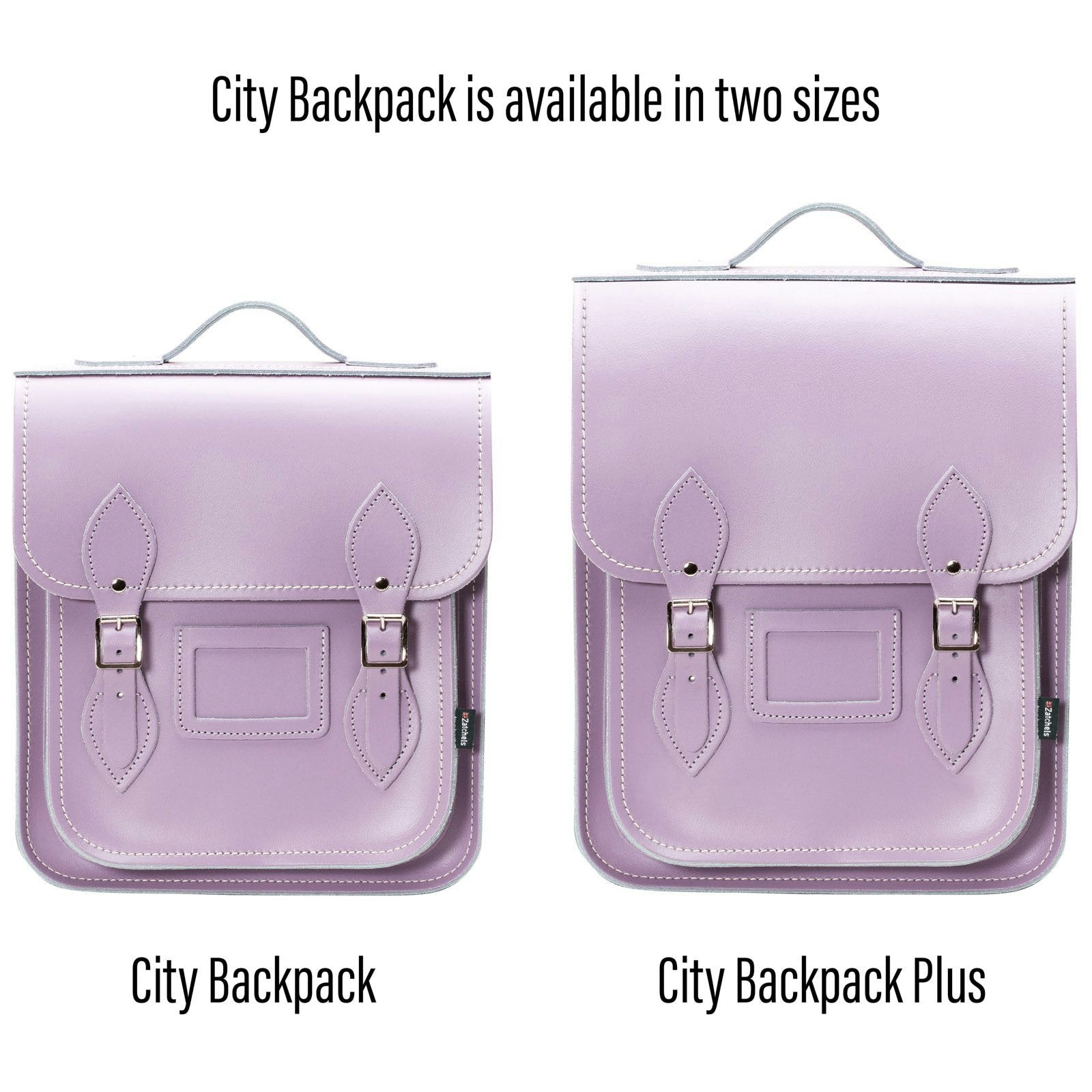 Zatchels Silver Handmade Leather City Backpack - Pastel Violet - Plus