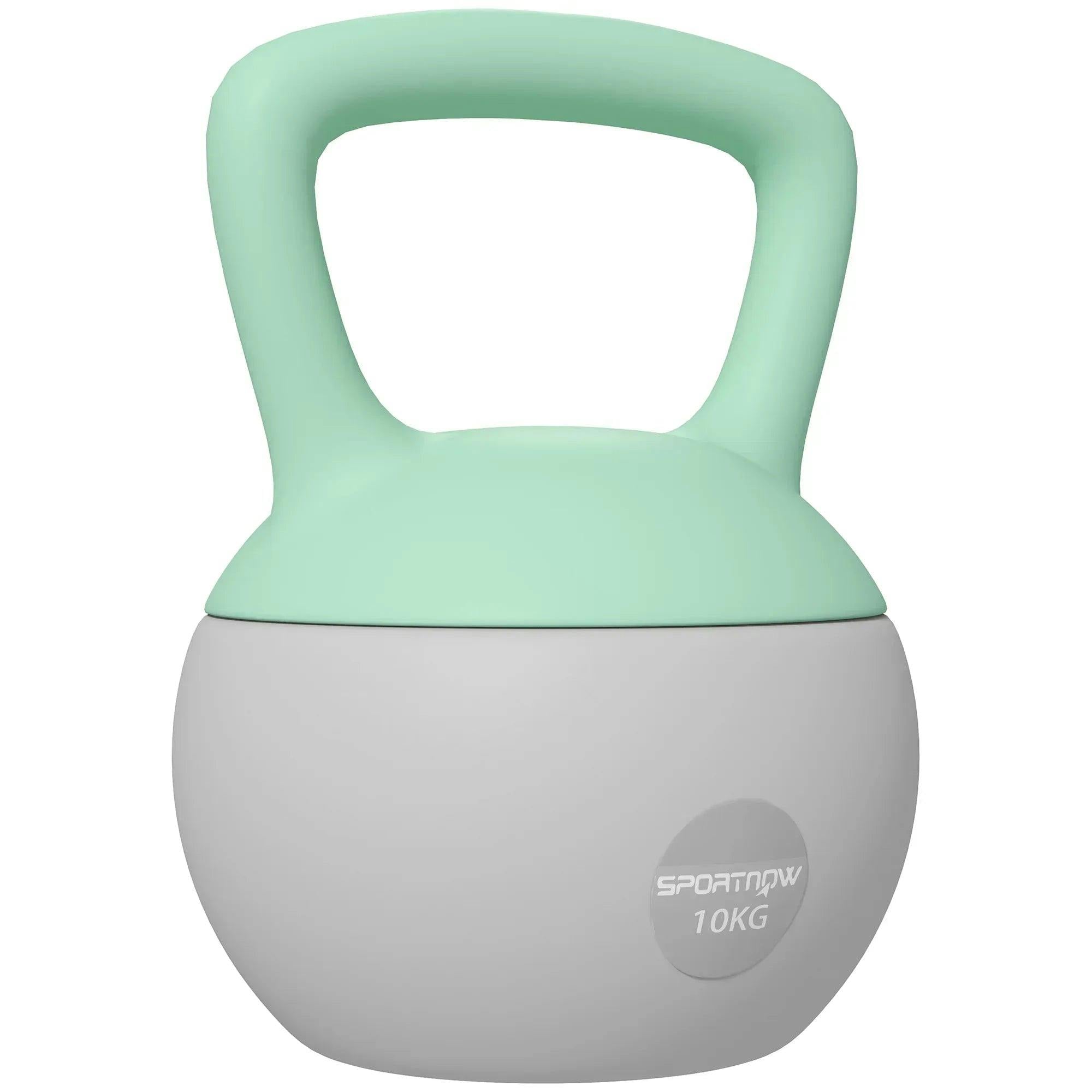 SPORTNOW 10KG Kettlebell - Grey/Green - Soft Body Kettlebell with Ergonomic Grip - Image 4