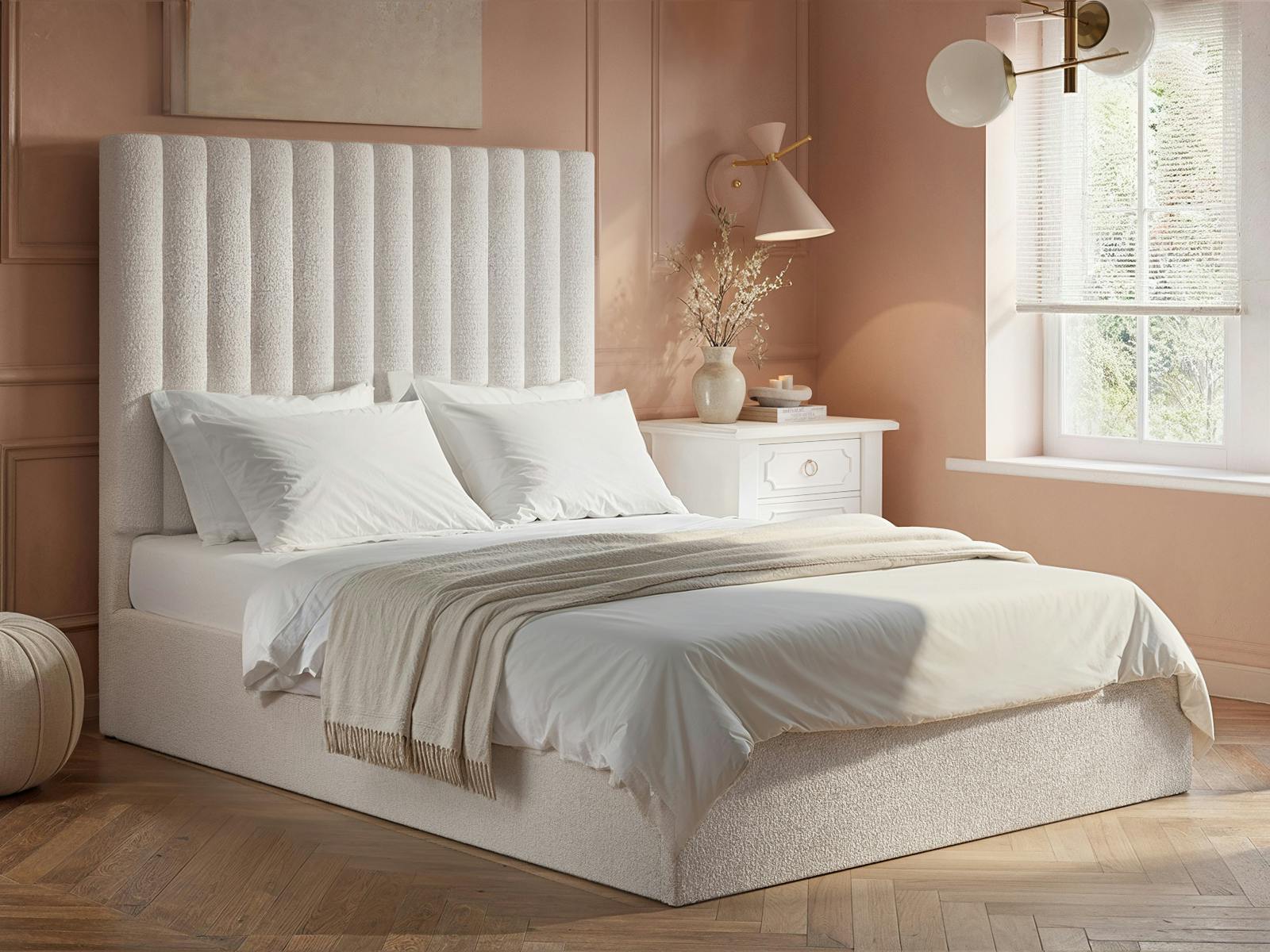 Rackhams Cream Everley Boucle Ottoman Bed - Double