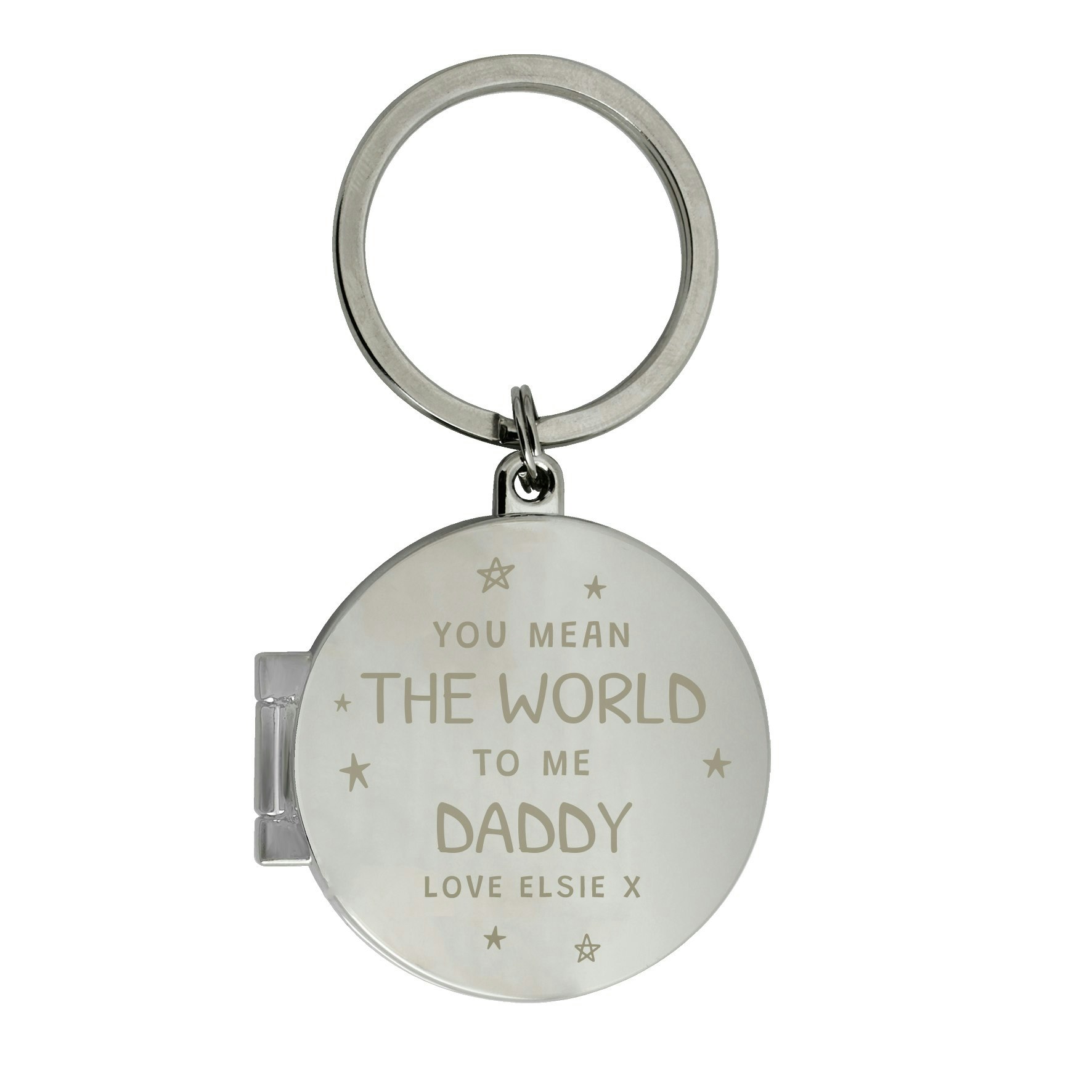 Personalised Memento Company Silver Personalised You Mean The World To Me Round Photo Keyring