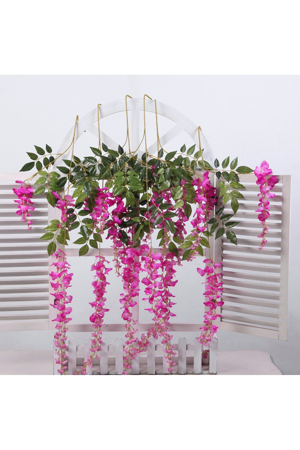 Living And Home Wisteria/Fuchsia 12 Pcs Hanging Artificial Vine For Wedding Decoration