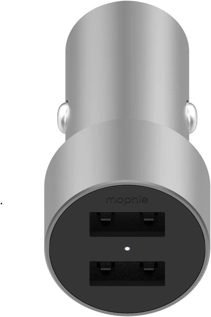 Mophie Silver 24W 2.4 Amp Dual Usb A Car Charger Aluminium - 409903476
