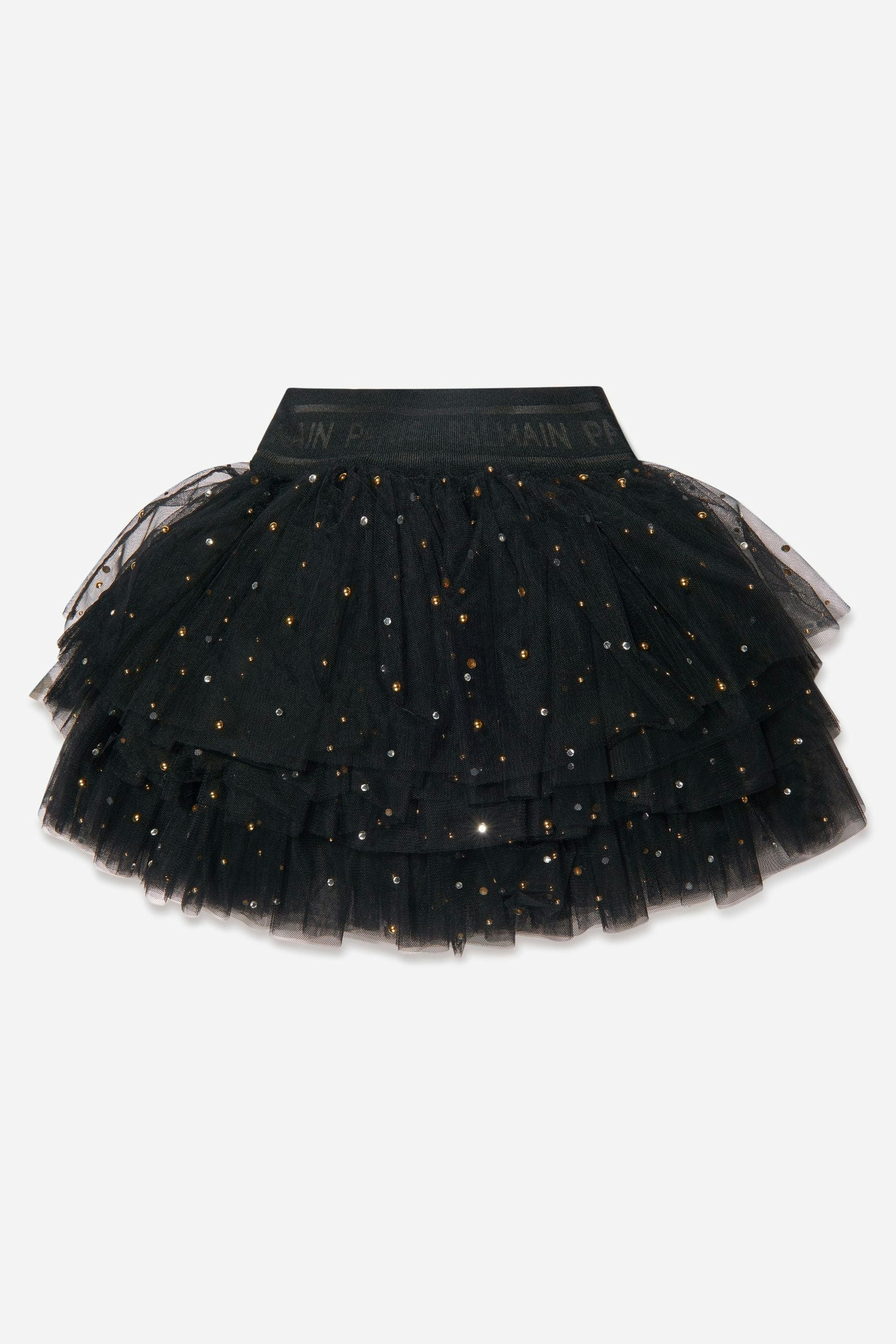 Balmain Girls Black Layered Tulle Skirt - 10 Yrs