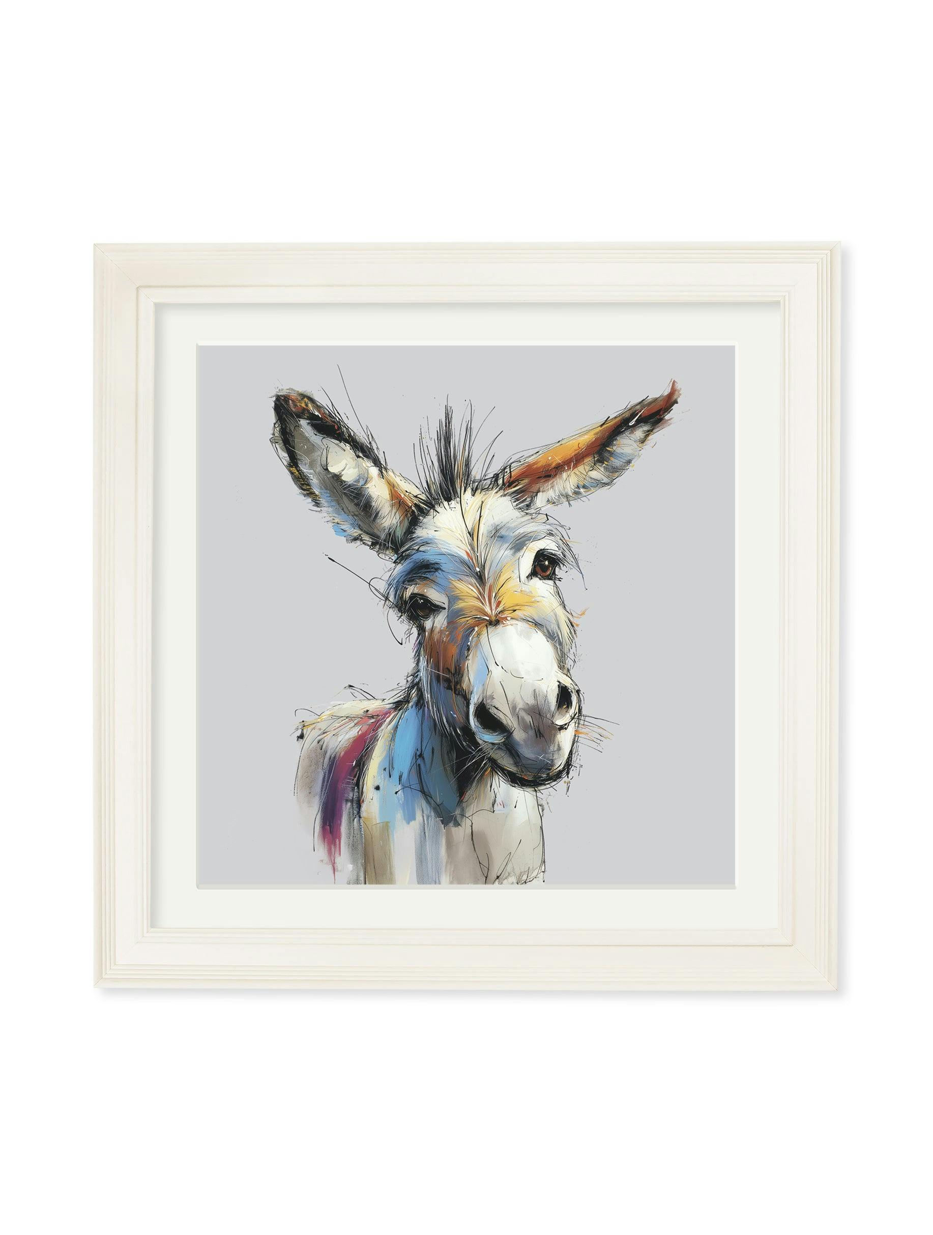 Rackhams Cream Donkey Jack & Jennet Cosy Sketch - Hurstwood Square Frame - Donkey Jennet - 96 X 96Cm - Hurstwood Square
