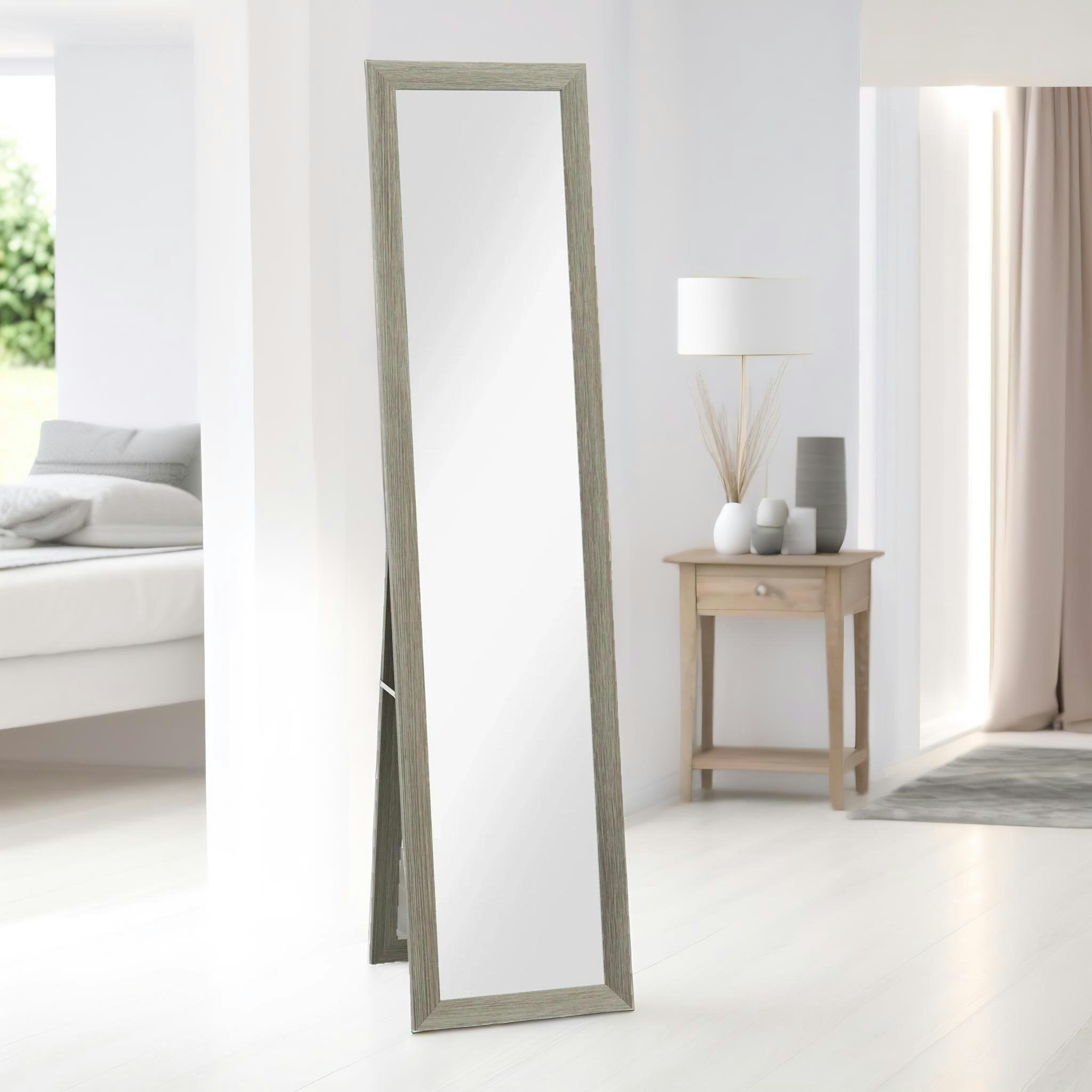 Rafaelo Mobilia Grey Rustic Full Length Mirror Freestanding Or Hanging
