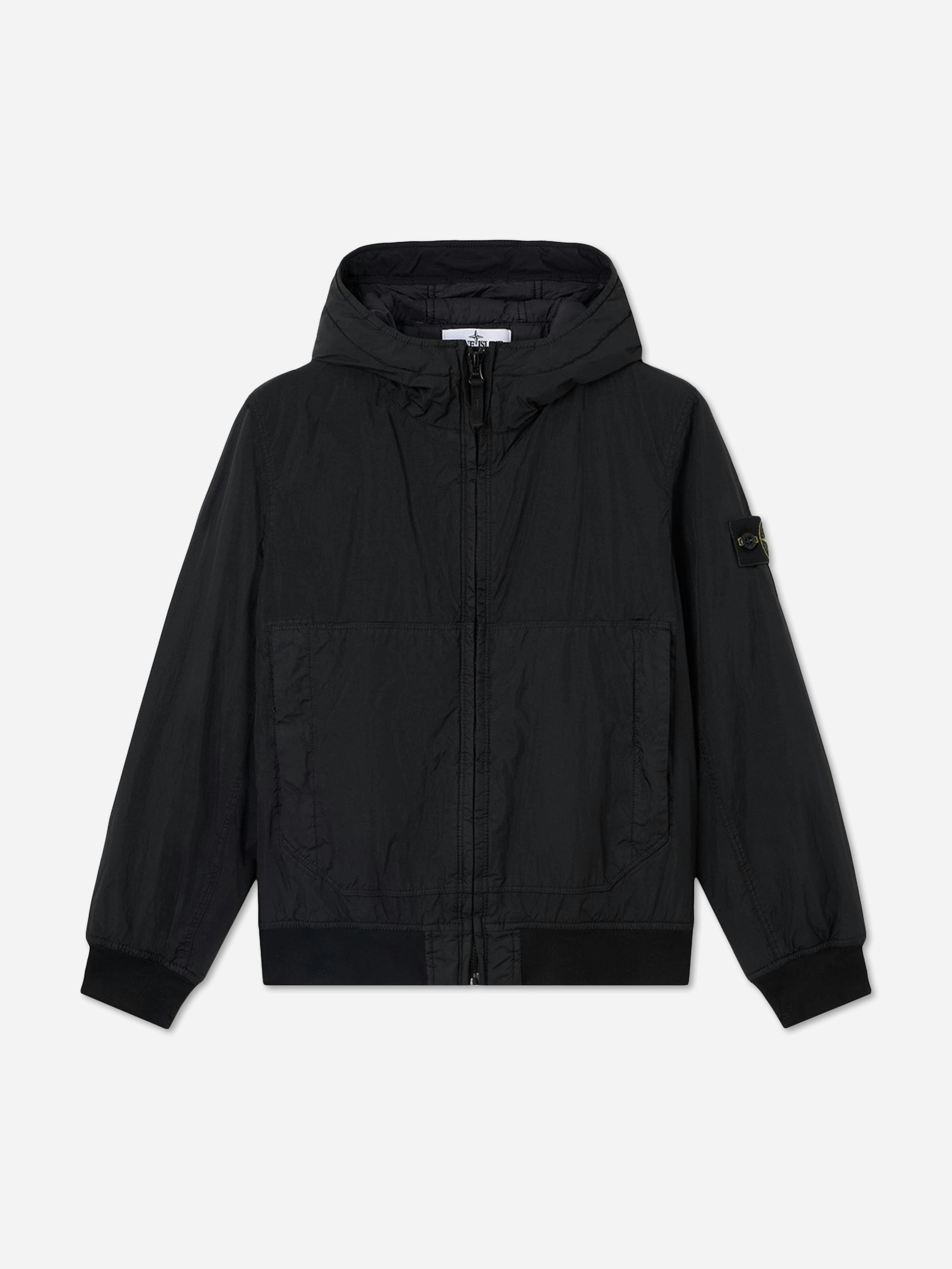 Stone Island Junior Boys Black Stone Island Crinkle Reps Ny Hooded Jacket In - Multicoloured - 3 Yrs