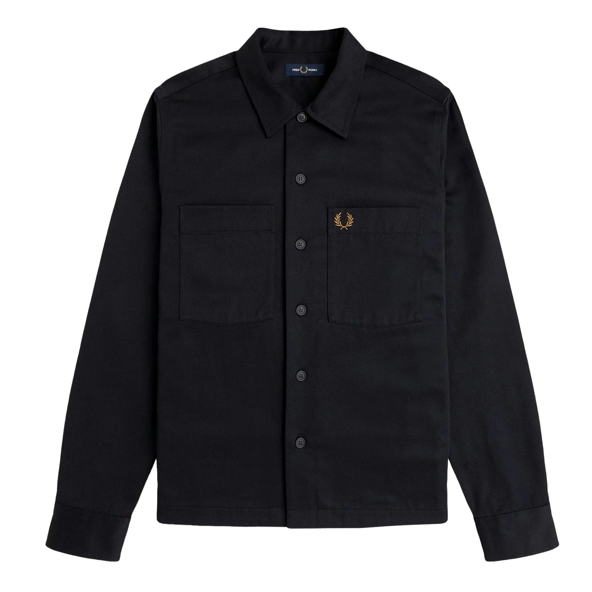 Fred Perry Black Twill Overshirt - L