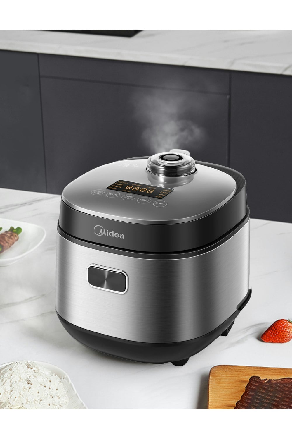 Living And Home Black 2L Midea Rice Cooker Anti-Overflow With 9 Functions & Timer