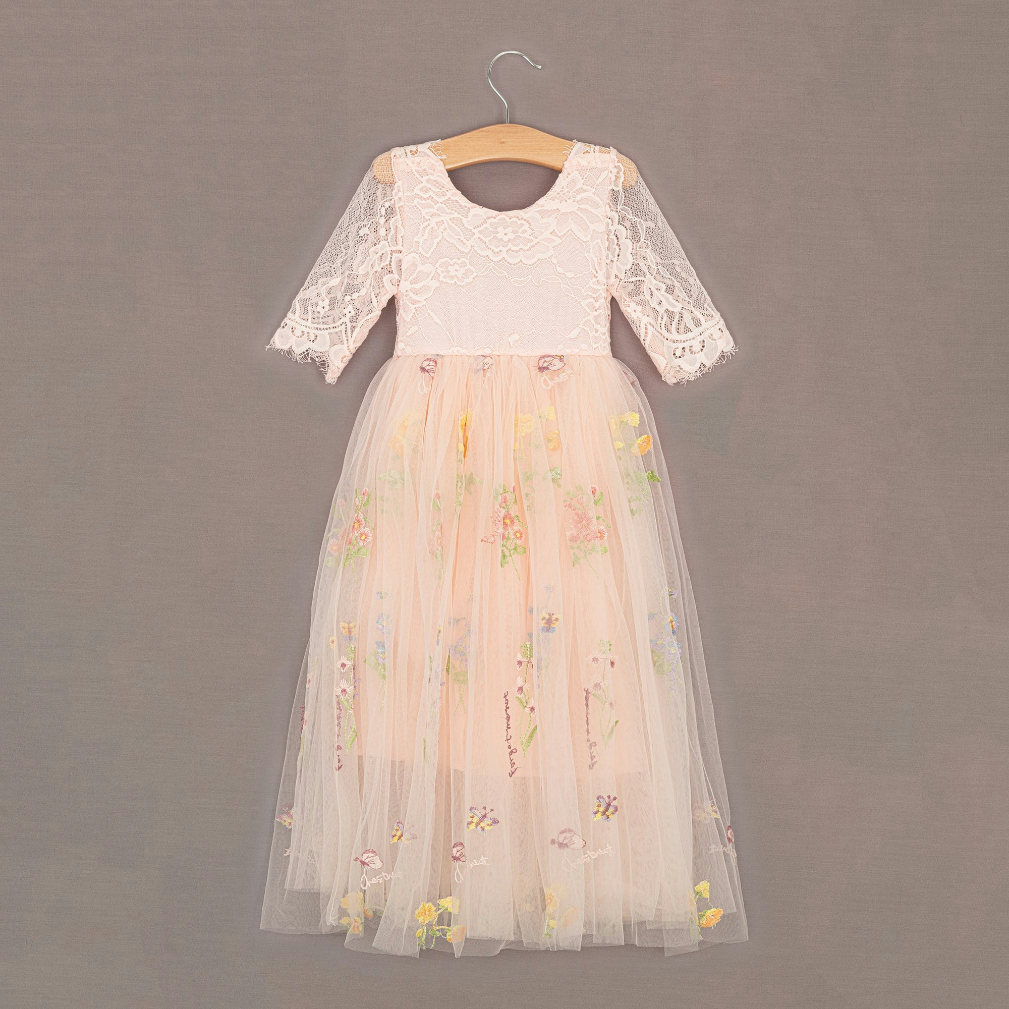 Uk Flower Girl Boutique Girls Pink Uk Flower Boutique Enchanted Dress - Embroidered Soft - 12/13 Years