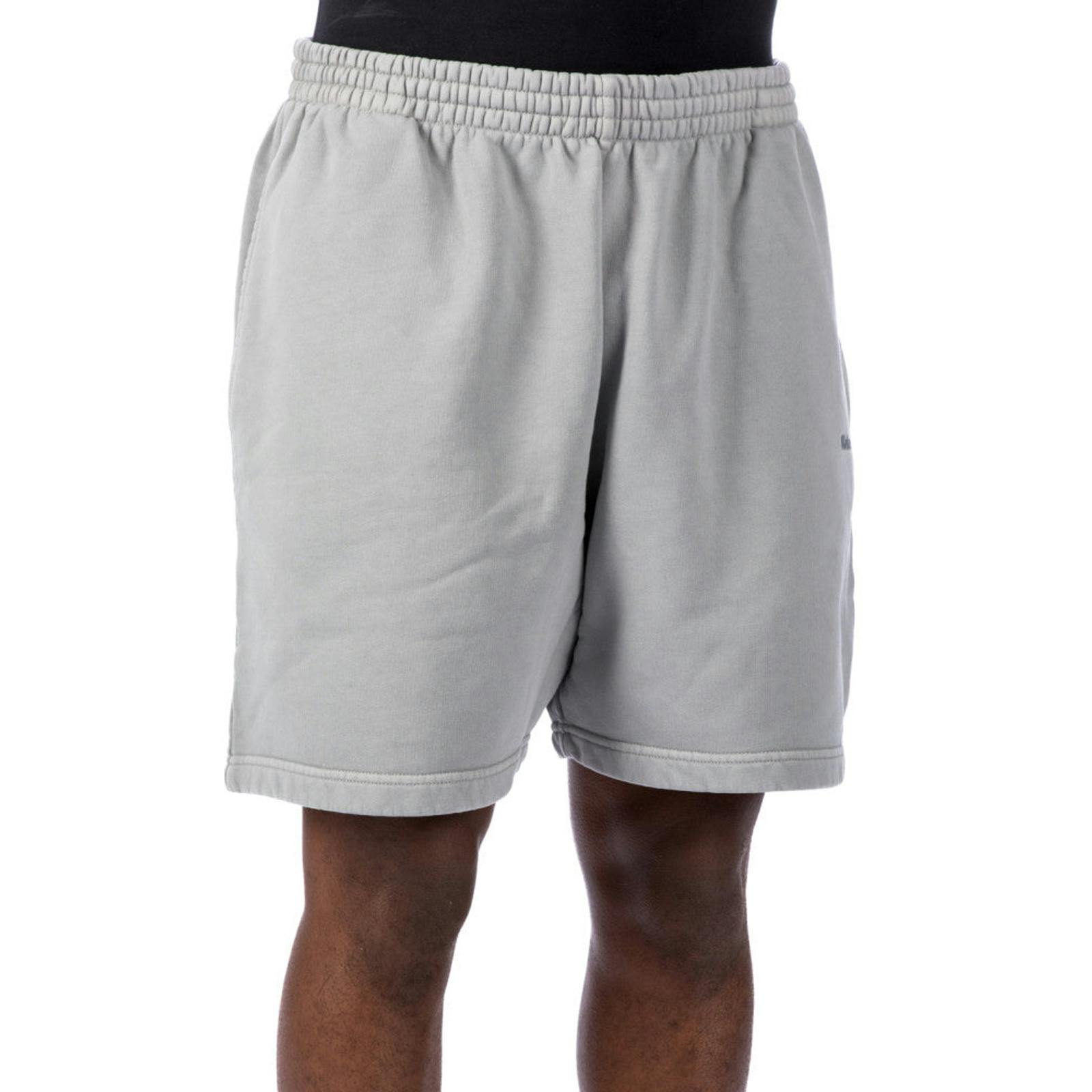 Balenciaga Grey Bb Logo Embroidered Cotton Shorts In - Xs