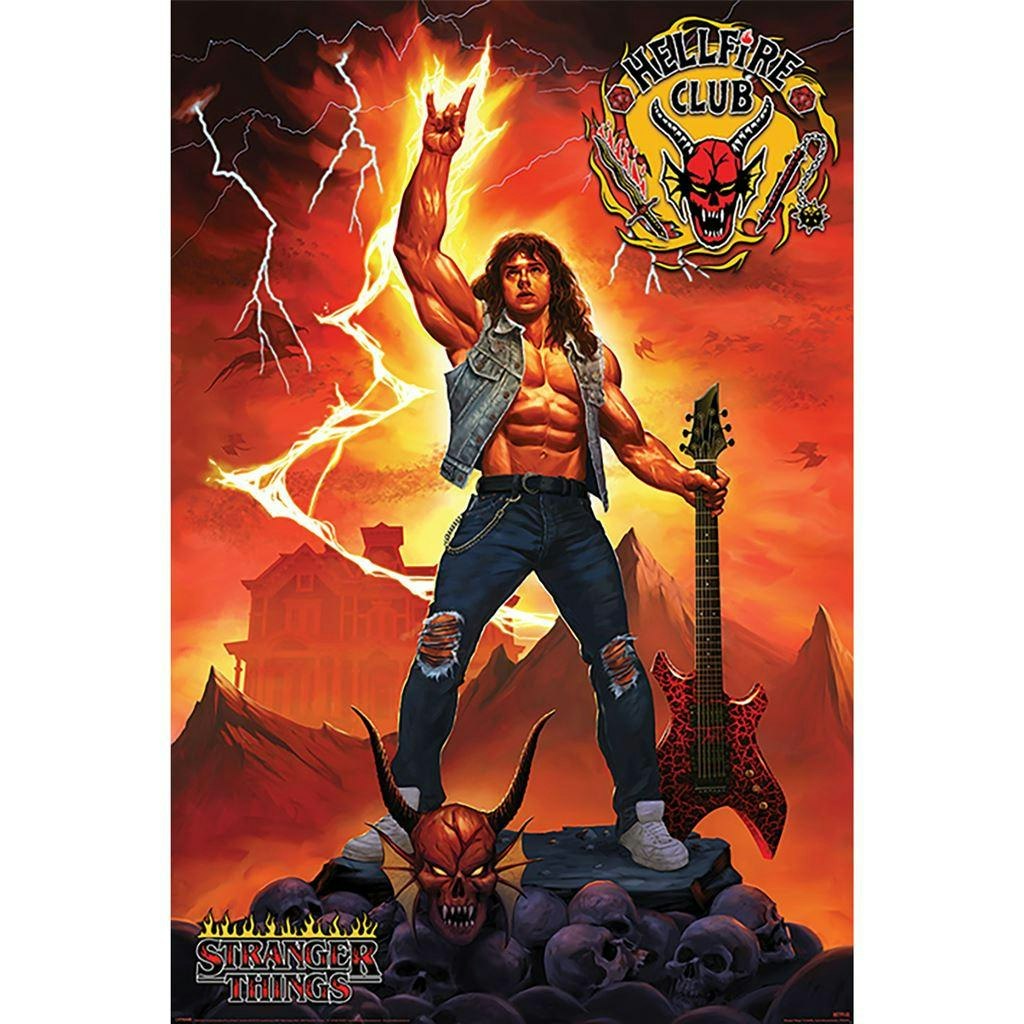 Stranger Things Hellfire Club Rock God Poster - Multicoloured - 91.5Cm X 61Cm - Multicoloured