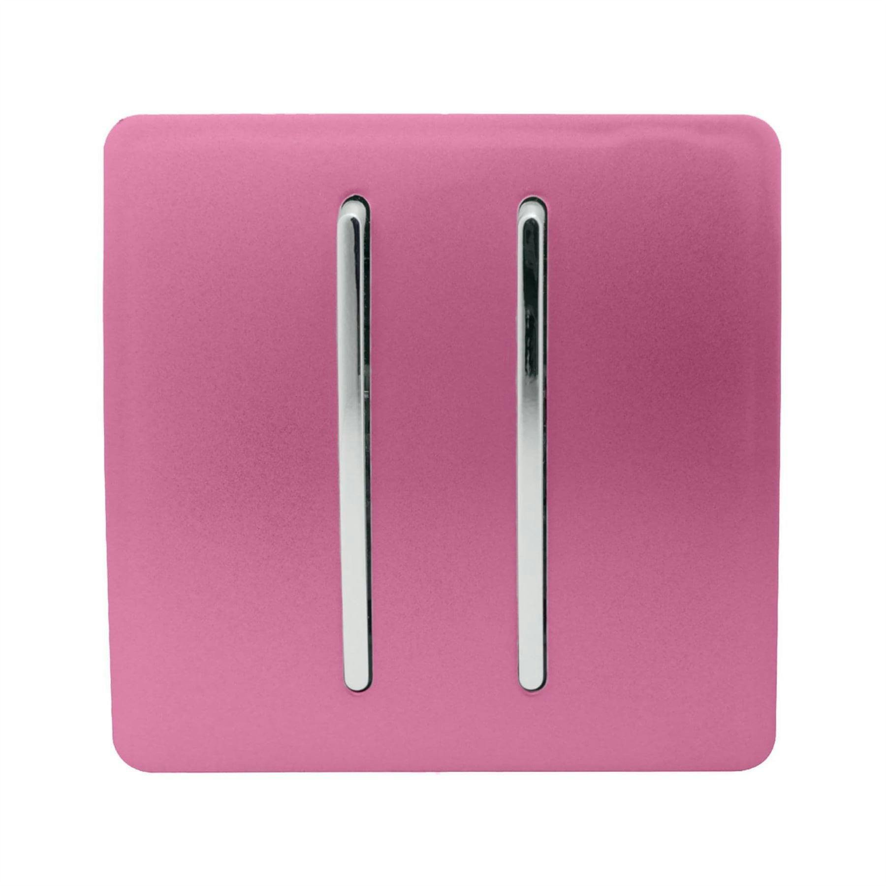 Trendi 2 Gang 2 Way Modern Glossy 10 Amp Rocker Tactile Light Switch Pink - Image 8