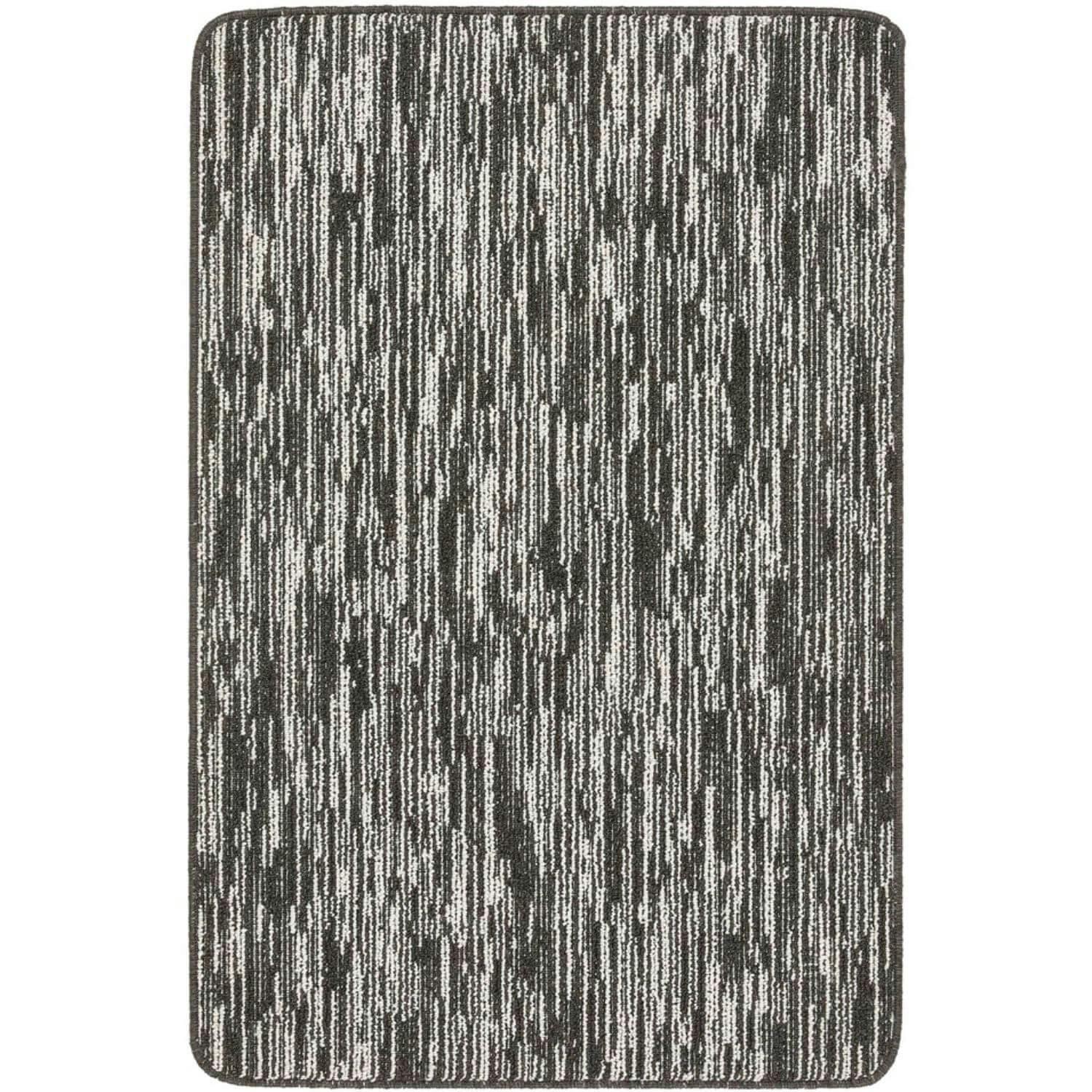 The Rugs Dark/Grey Washable Broken Striped Mat And Runner - 67X100 Cm
