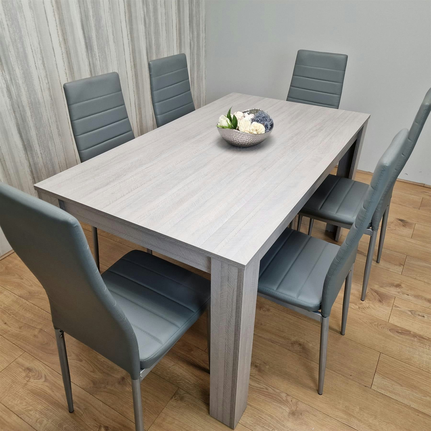 Rackhams Grey Dining Table Set With 4 Chairs Dining Room, Kitchen Table Set Of 4, And Bench - Image 6