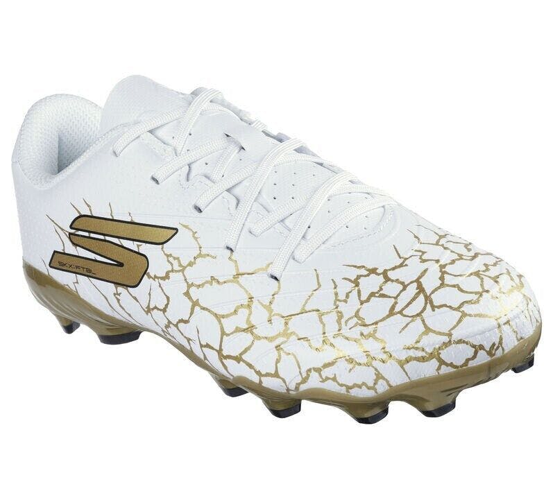 Skechers Boys White/Gold / Girls Junior Football Boots Fg Skx 1.5 252062L - Uk Kids 10 Eu 27.5