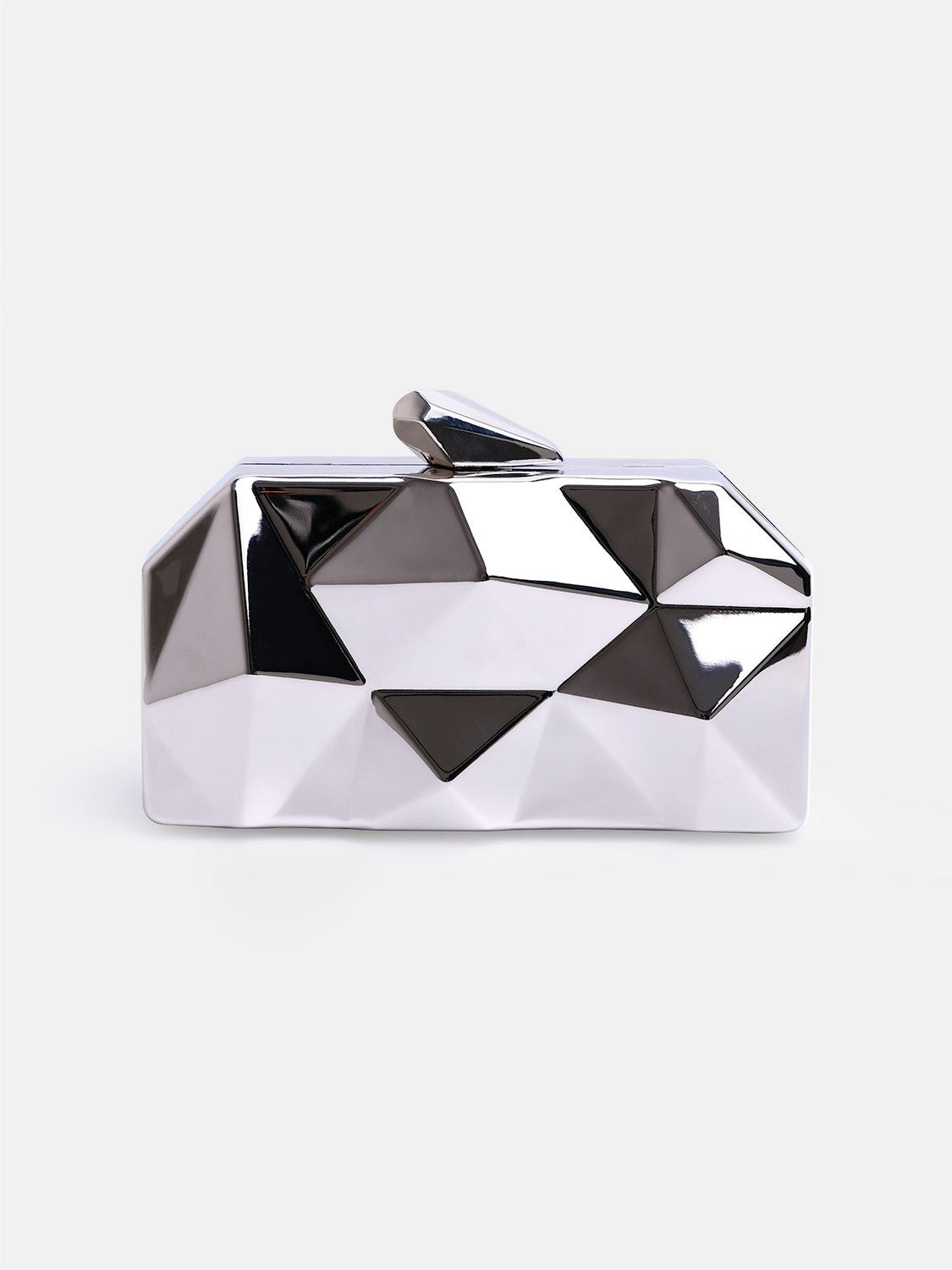 Where's That From Melanie Geometric Pattern Clutch Bag in Silver - STANDARD - SILVER