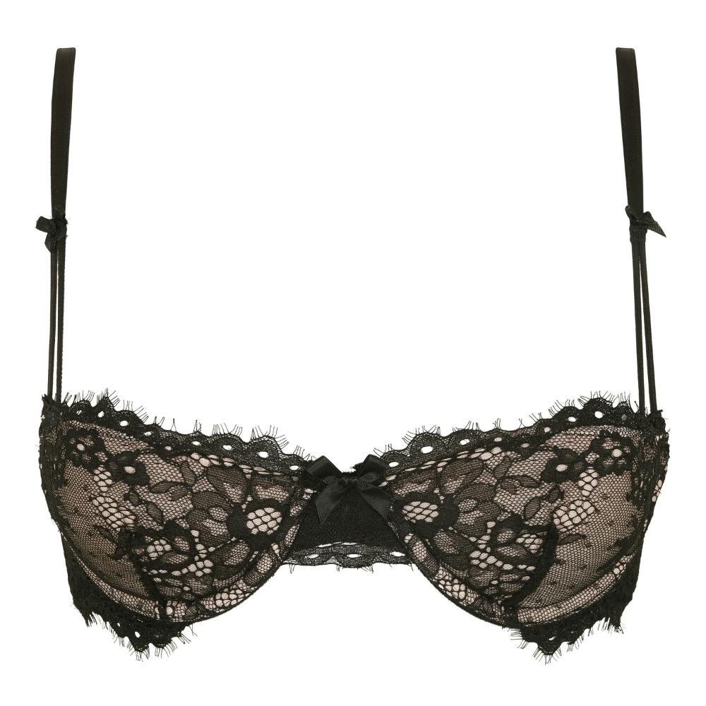 Little Women Women's Black Little Calypso Underwired Balconette Fixed Medium Padded Bra - 36Aa