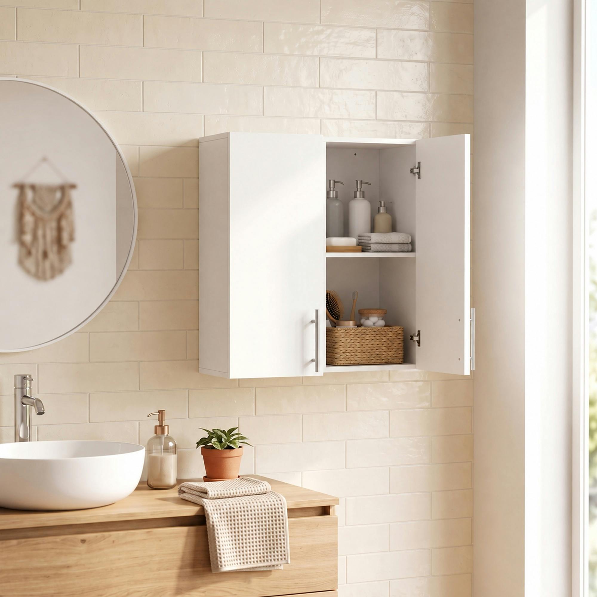 Homcom White Bathroom Wall Cabinet, Wall-Mounted Bathroom Storage Cabinet With 2 Doors, Adjustable Shelf For Kitchen, - Image 6