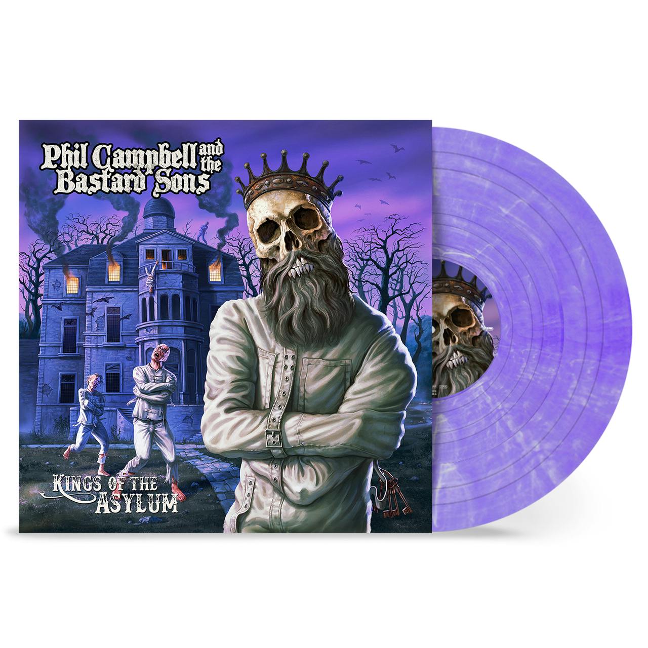 Eyesore Merch White/Purple Phil Campbell & The Bastard Sons 'Kings Of The Asylum' Lp Marble Vinyl