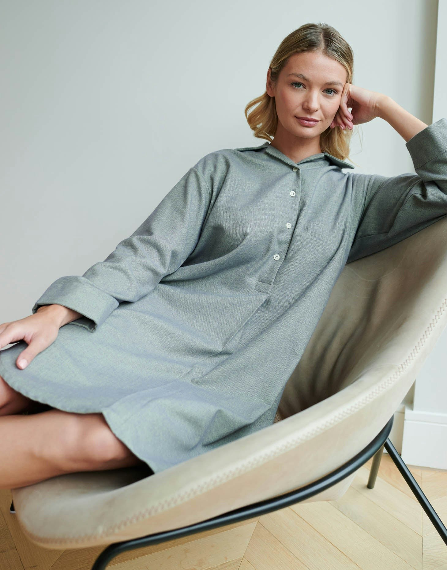 British Boxers Women's Brushed Cotton Nightshirt – Orkney Herringbone - XX-Large