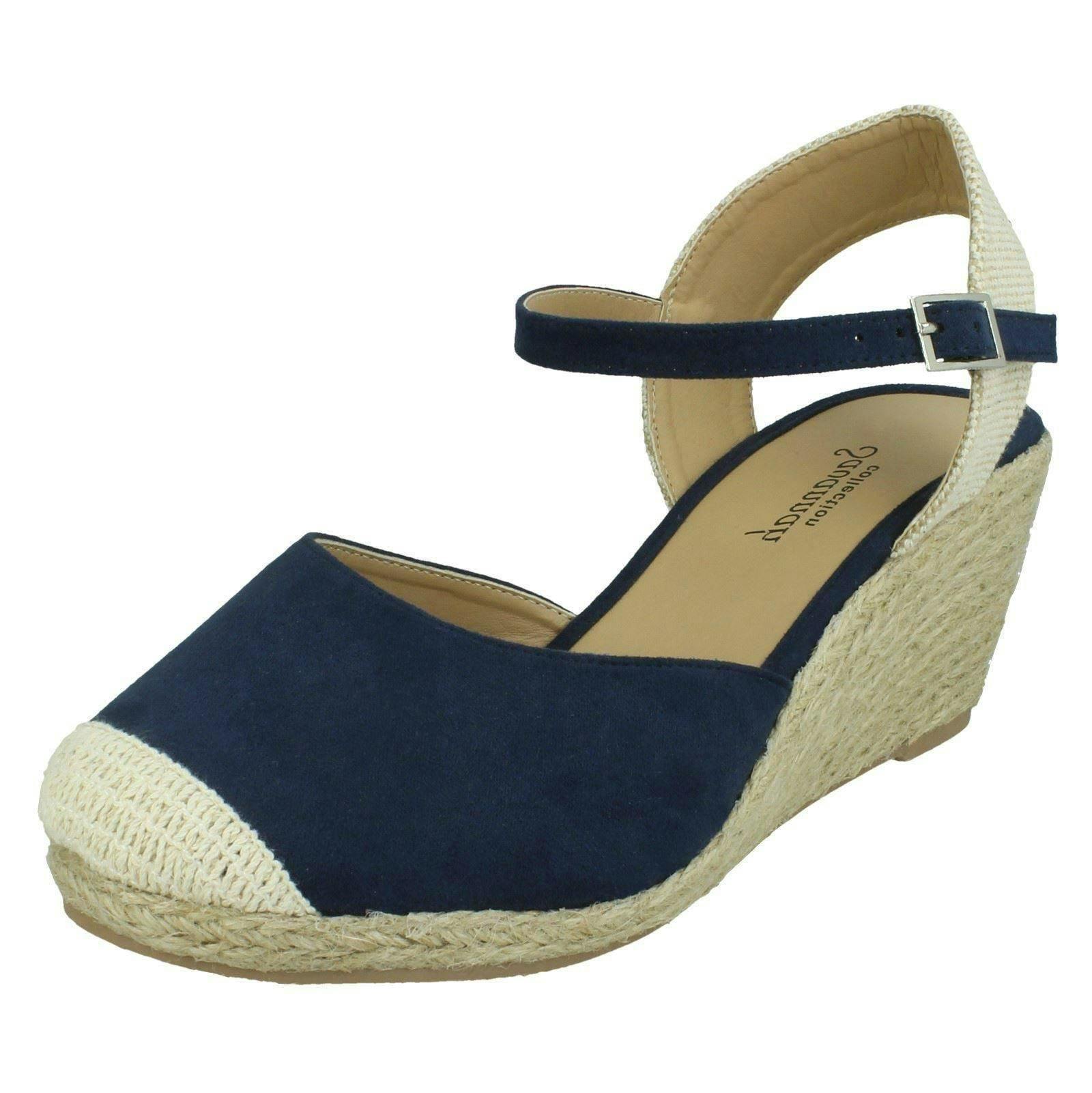 Savannah Women's Wide Fitting Wedges F2293 - Navy - Uk 8