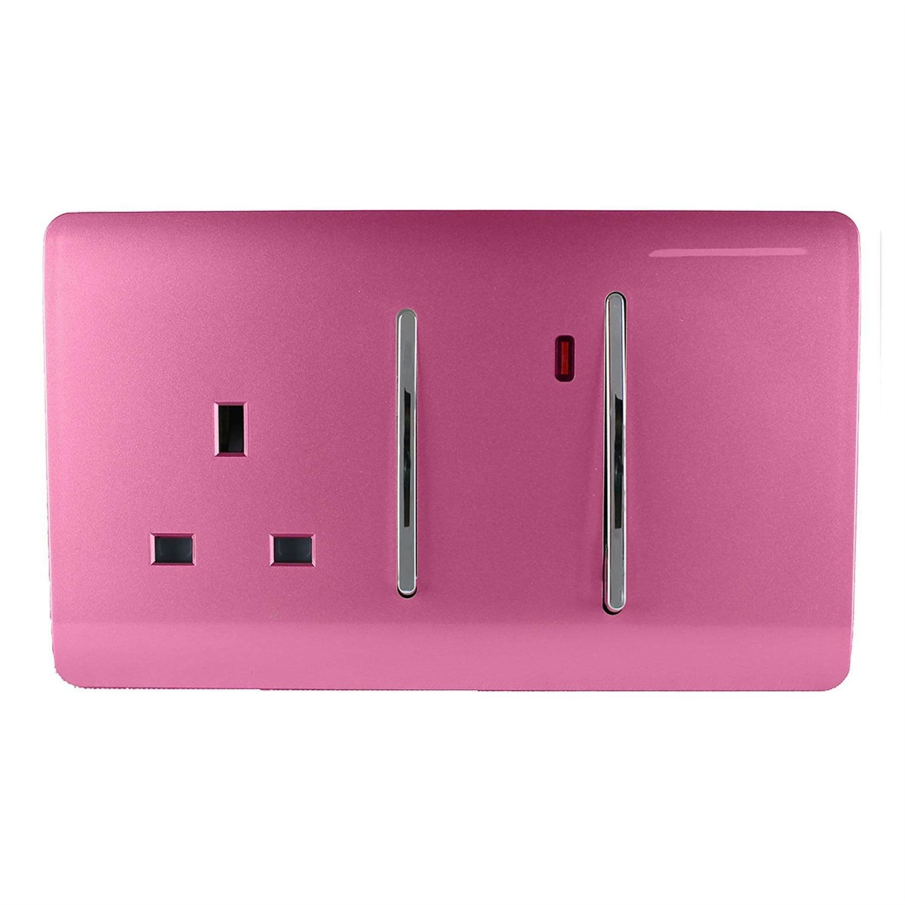 Trendi Switch Pink 45 Amp Cooker Switch & 13 Amp Plug Socket With Neon In Candy