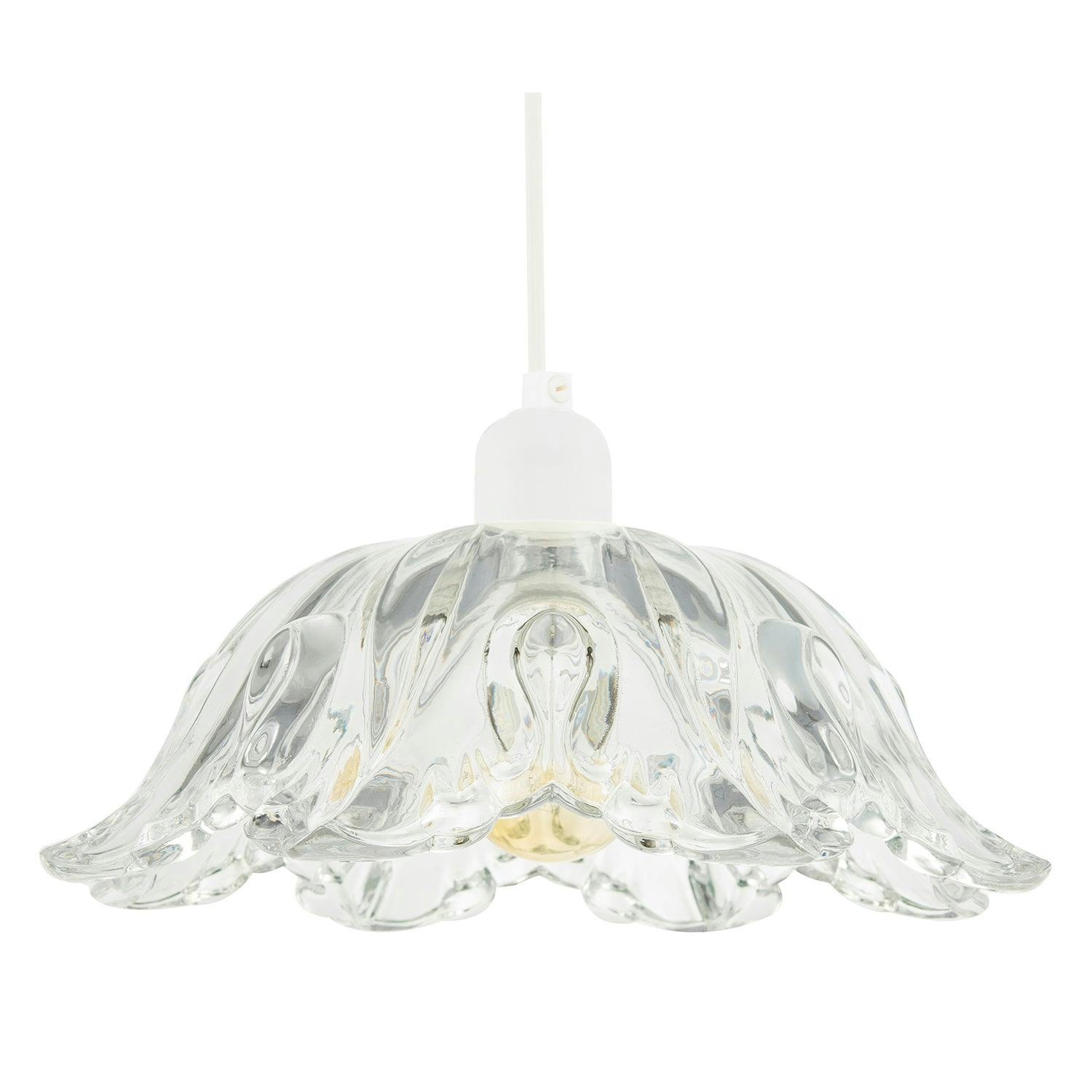 Rackhams Light Modern Scallop Rimmed Moulded Clear Glass Pendant Ceiling Shade