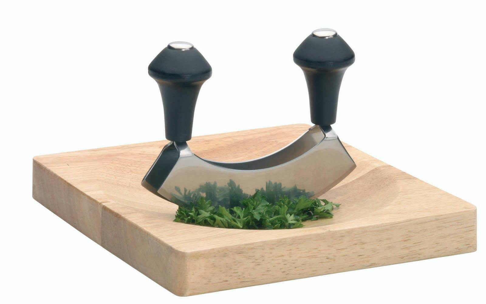 Photos - Kitchen Knife Kitchen Craft Rackhams Stainless Steel Hachoir Set - Wood - Stainless Steel - Hachoir 
