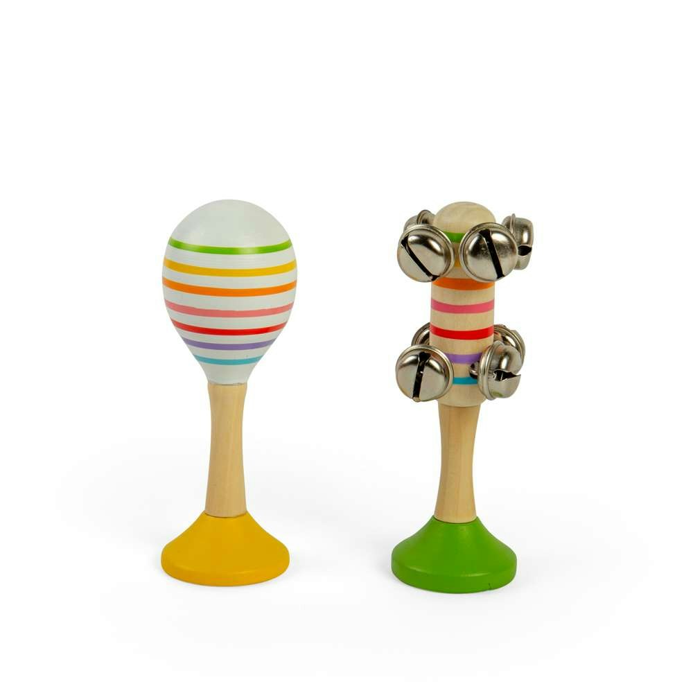 Bigjigs Toys Yellow/Green Musical Shakers - +