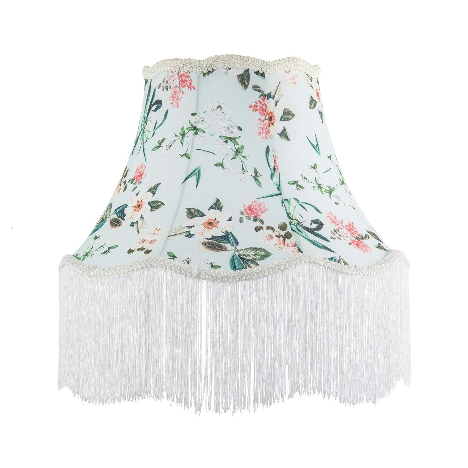 Rackhams Green/Blue Victorian Styled Vintage Lamp Shade With And Floral Decor