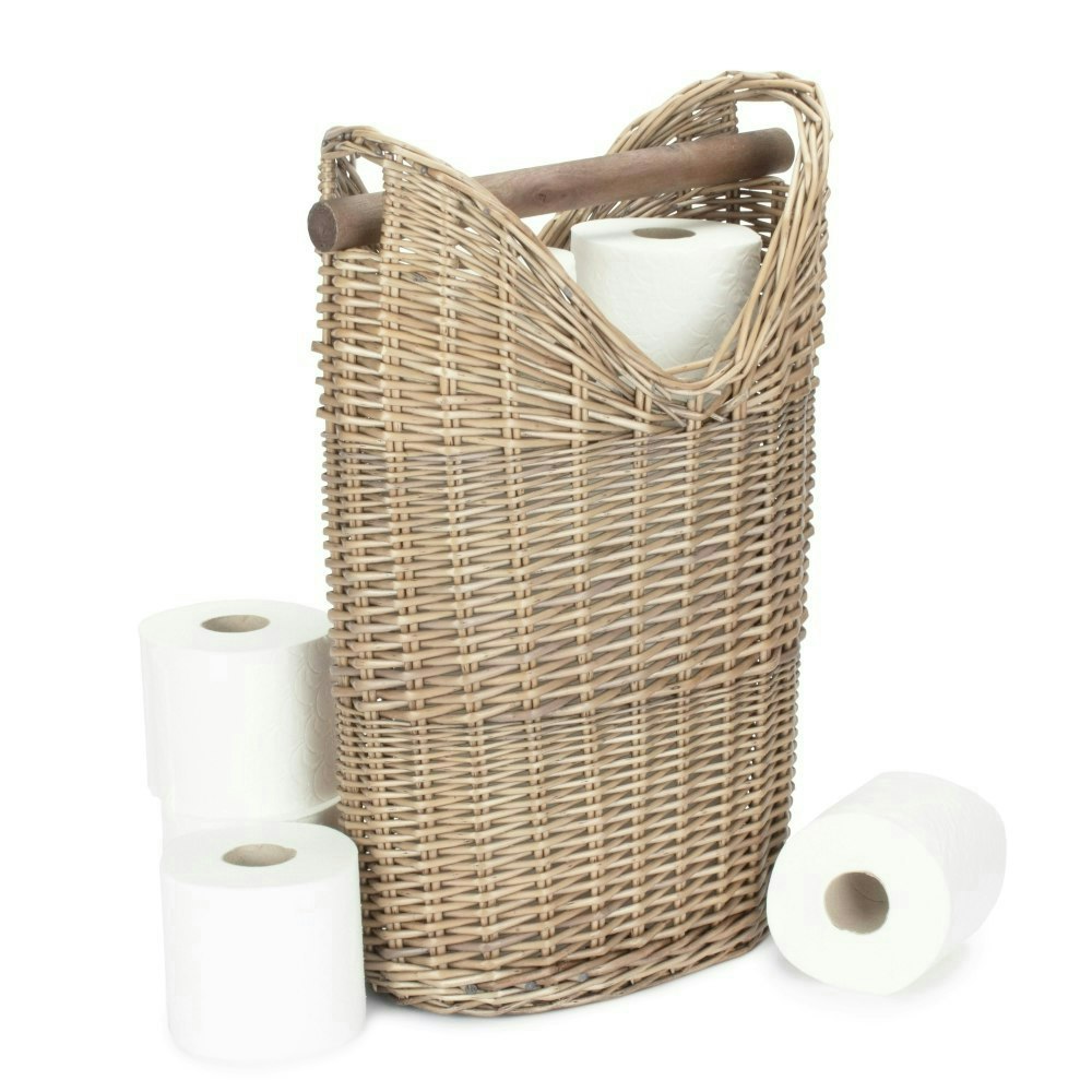 Rackhams Red Wicker Bathroom Toilet Roll Holder