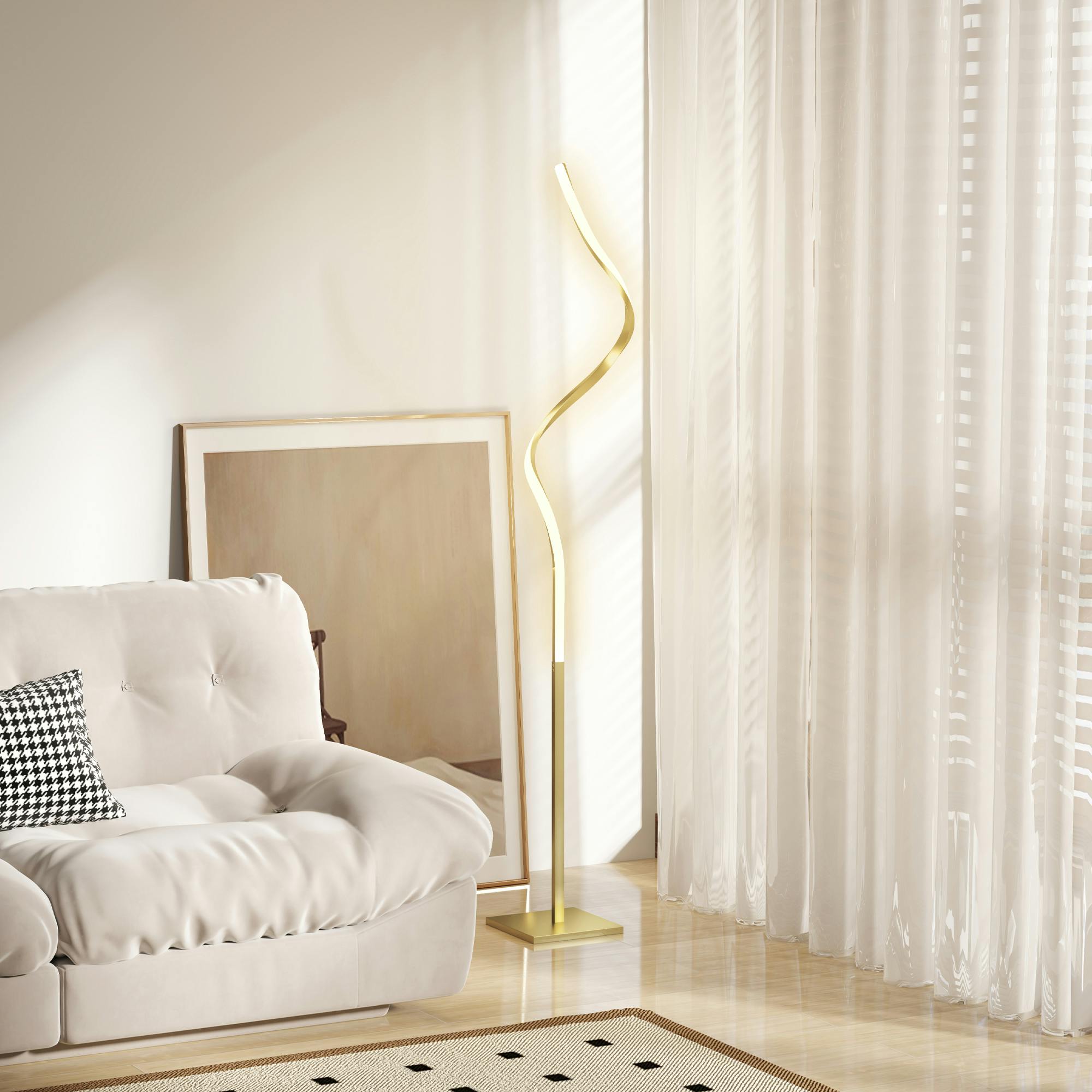 Homcom Gold Led Floor Lamp, Standing Lamp With3 Adjustable Brightness Tone