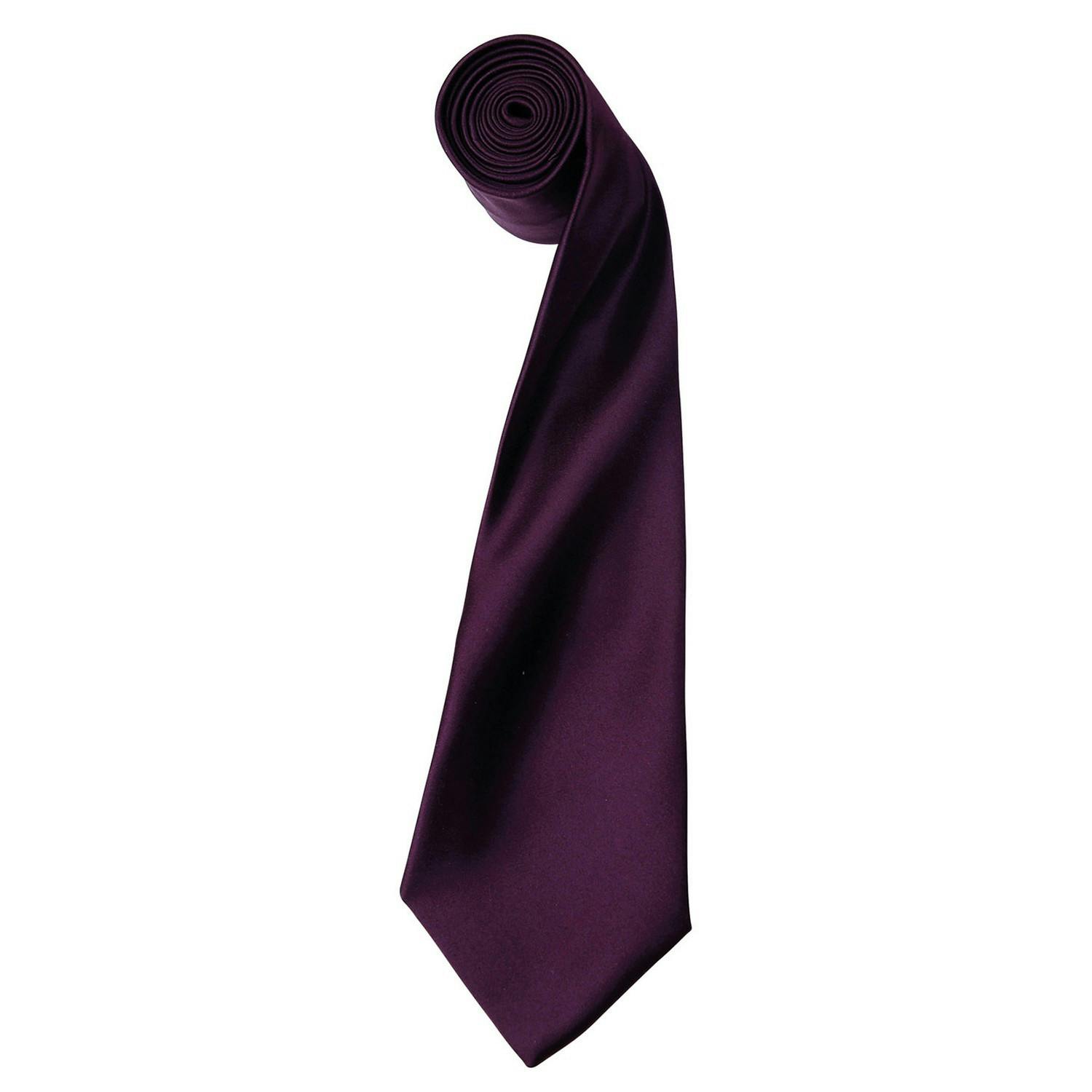 Premier (One Size, Aubergine) Unisex Adult Colours Satin Tie - Image 3