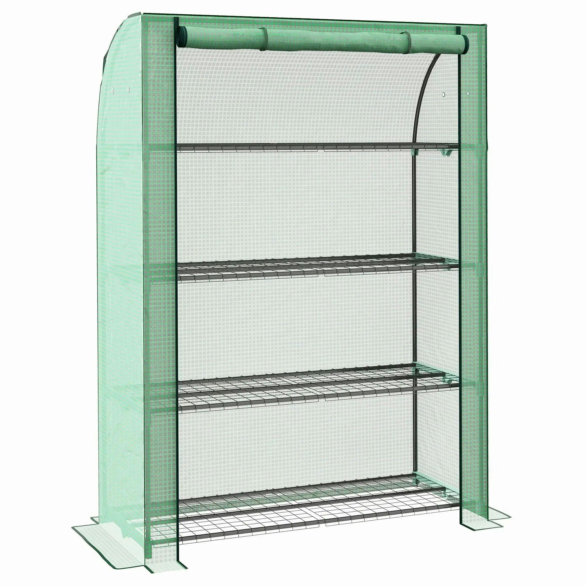 Outsunny Green Mini House With 4 Tier Shelves, 170H X 120W X 50Dcm, - Image 7